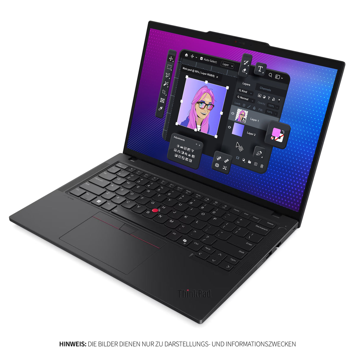 Lenovo ThinkPad T14 G5 Business Laptop, Intel Core Ultra 7 155U, 14" WUXGA IPS Display, Deutsches Tastatur-Layout, W11 Pro, Schwarz
