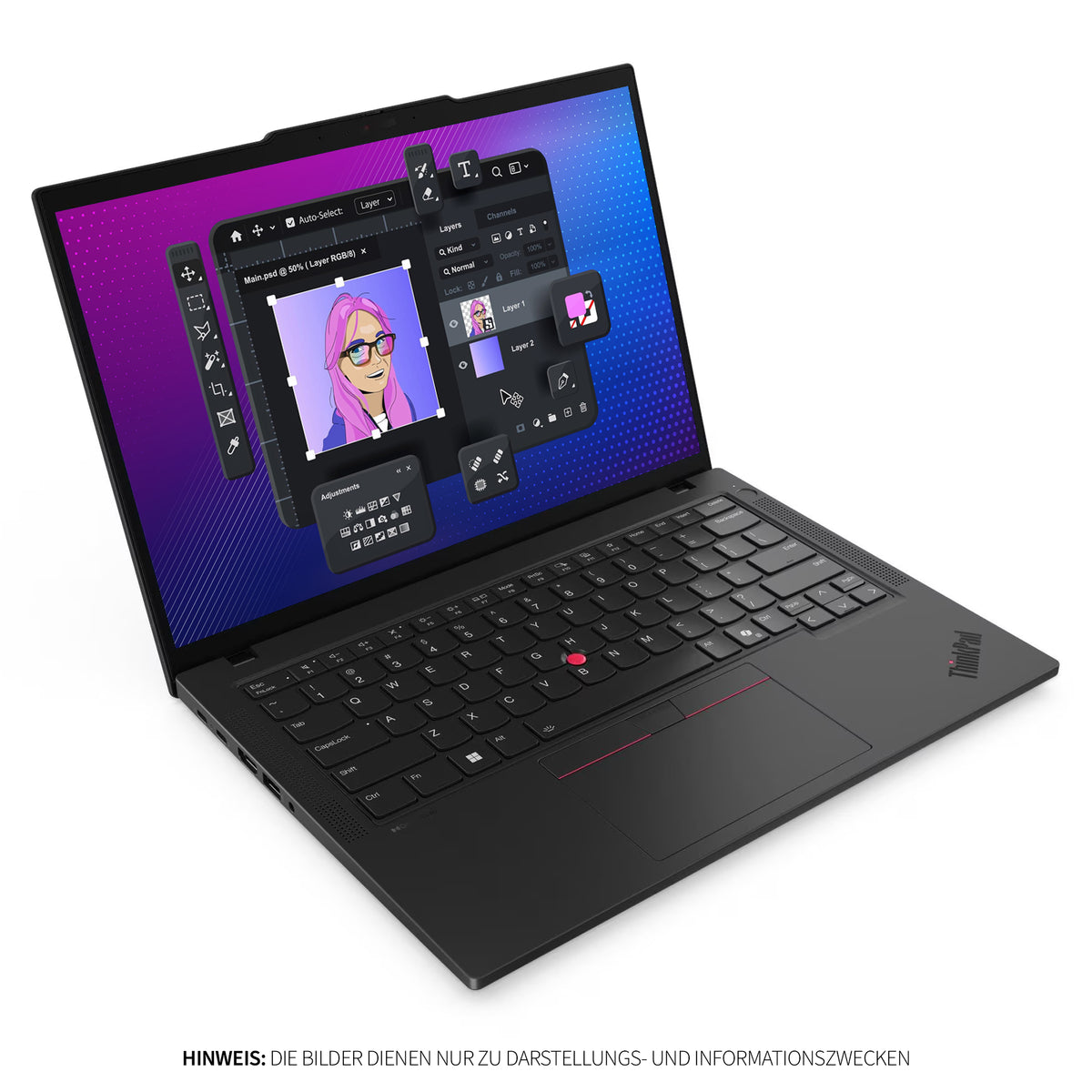 Lenovo ThinkPad T14 G5 Business Laptop, Intel Core Ultra 7 155U, 14" WUXGA IPS Display, Deutsches Tastatur-Layout, W11 Pro, Schwarz