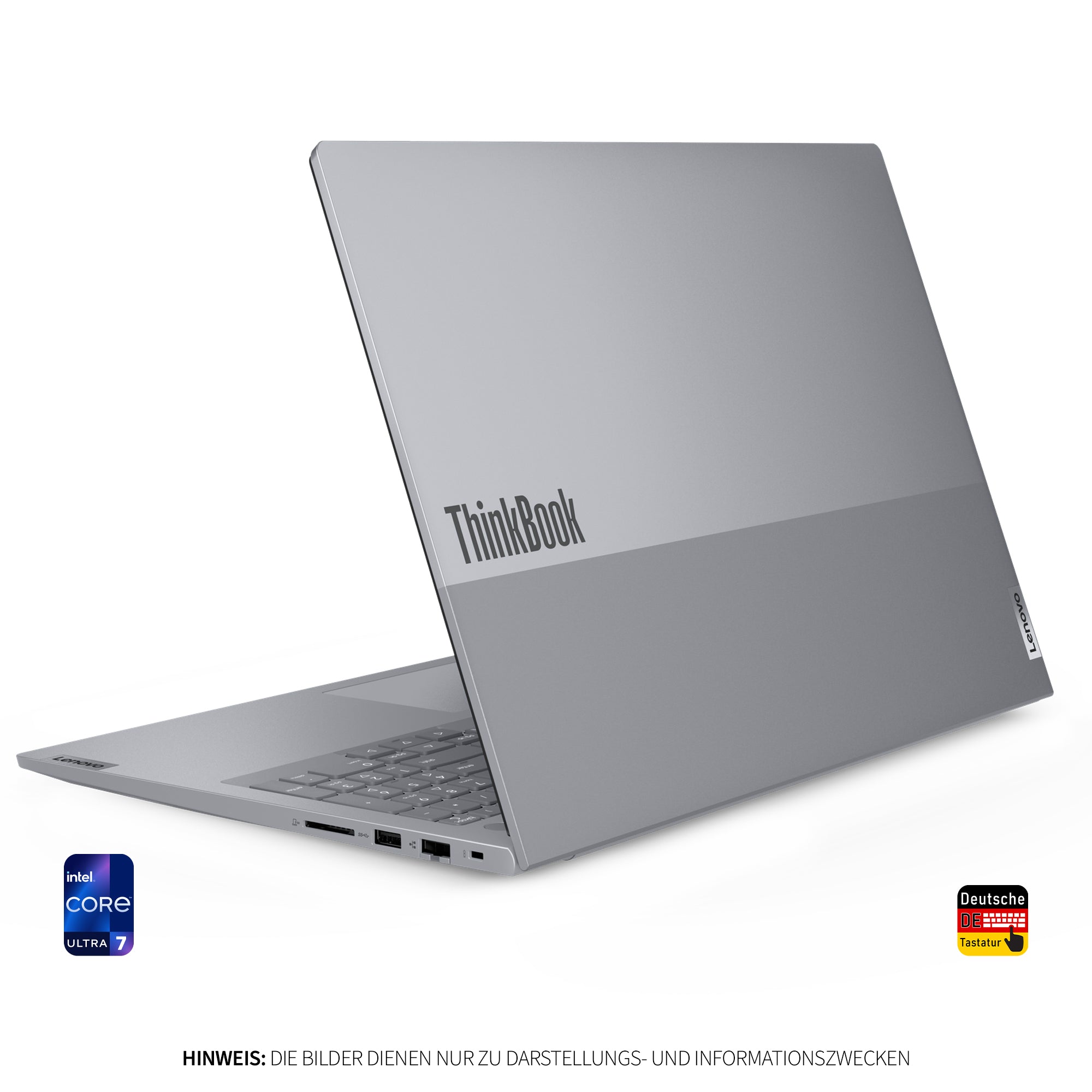 Lenovo ThinkBook 16 Gen 8 IAL Business Laptop, Intel Core Ultra 7 255H, 16" WUXGA IPS Display, Deutsches Tastatur-Layout, W11 Pro, Arctic Grau