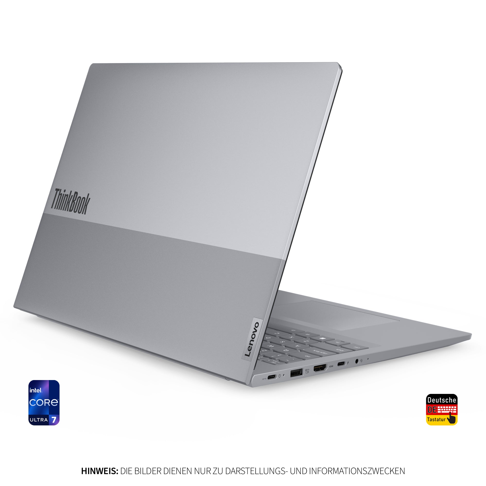 Lenovo ThinkBook 16 Gen 8 IAL Business Laptop, Intel Core Ultra 7 255H, 16" WUXGA IPS Display, Deutsches Tastatur-Layout, W11 Pro, Arctic Grau