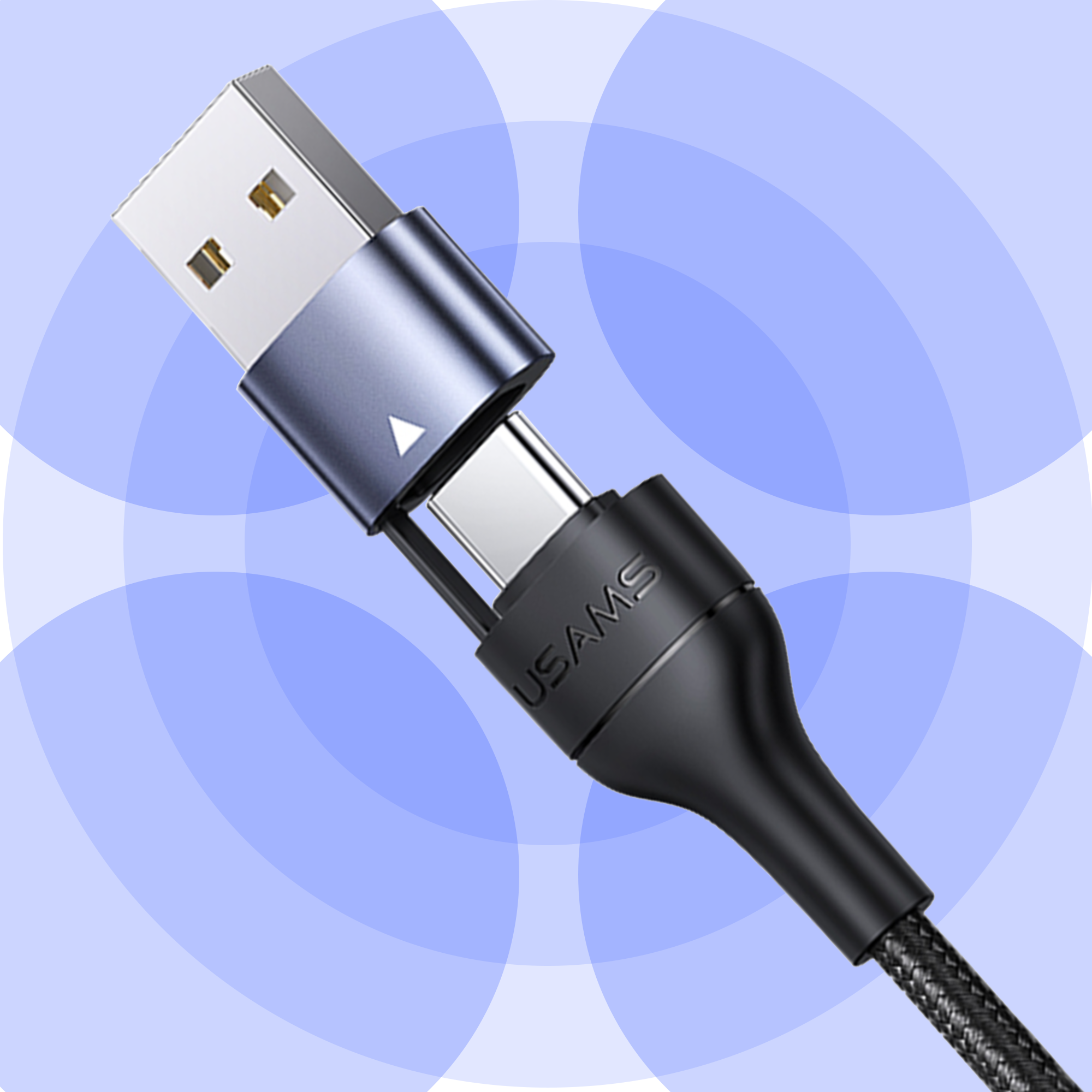 USAMS US-SJ547 USB+TypeC auf TypeC + Blitz + MicroUSB, 1,2 m PD 60 W 6-in-1, Schnelllade- und Datenkabel
