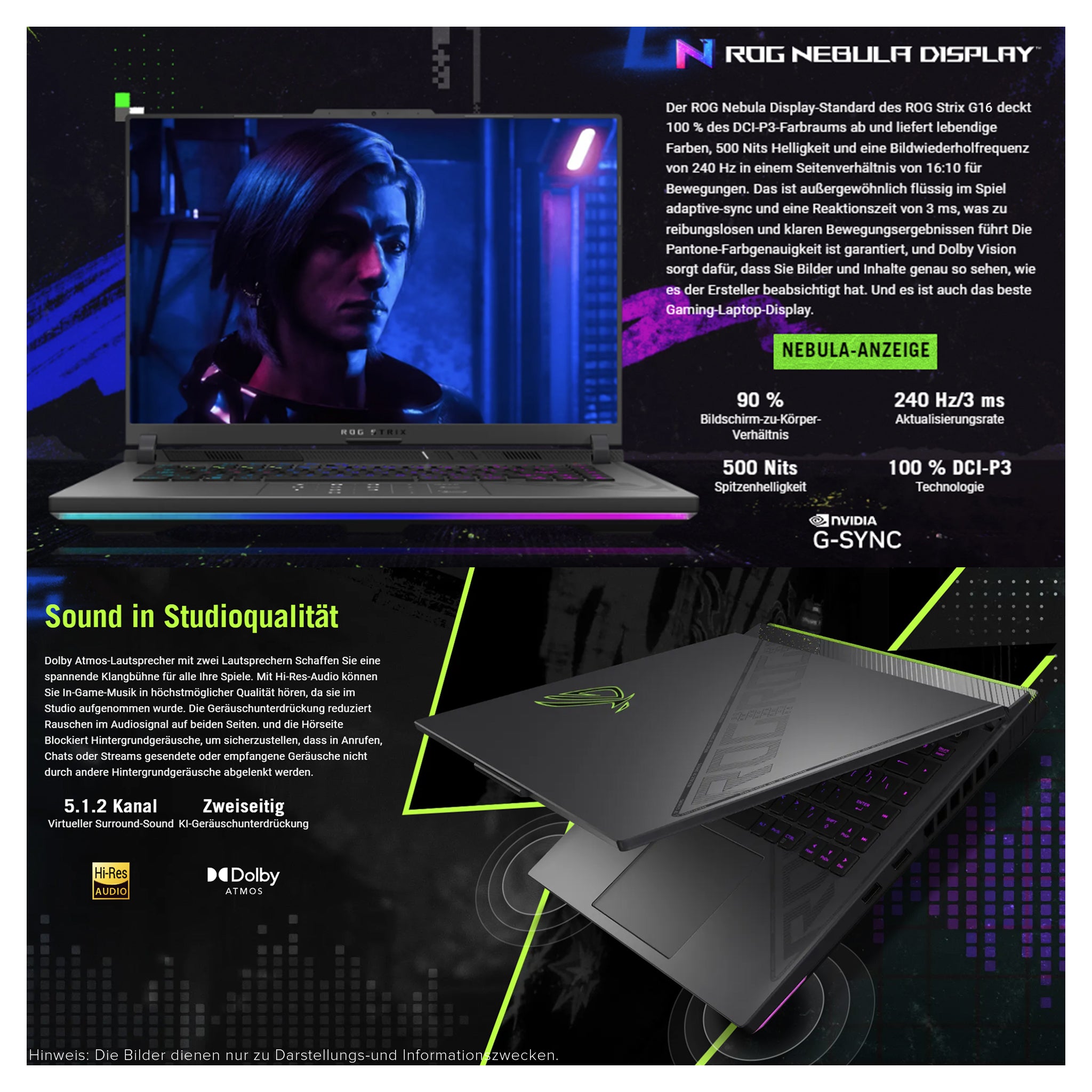 ASUS ROG Strix 16 Gaming Laptop, Core i9-14900HX, 16" WUXGA (1920x1200) IPS 165 Hz, RTX 4070