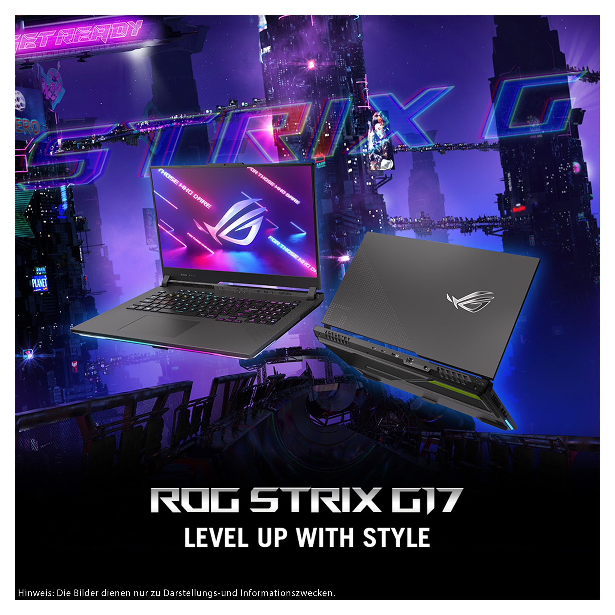 ASUS ROG Strix G17 Gaming Laptop, Ryzen 9-7940HX, 17.3" FHD (1920x1080), RTX4060, RGB QWERTZ Tastatur
