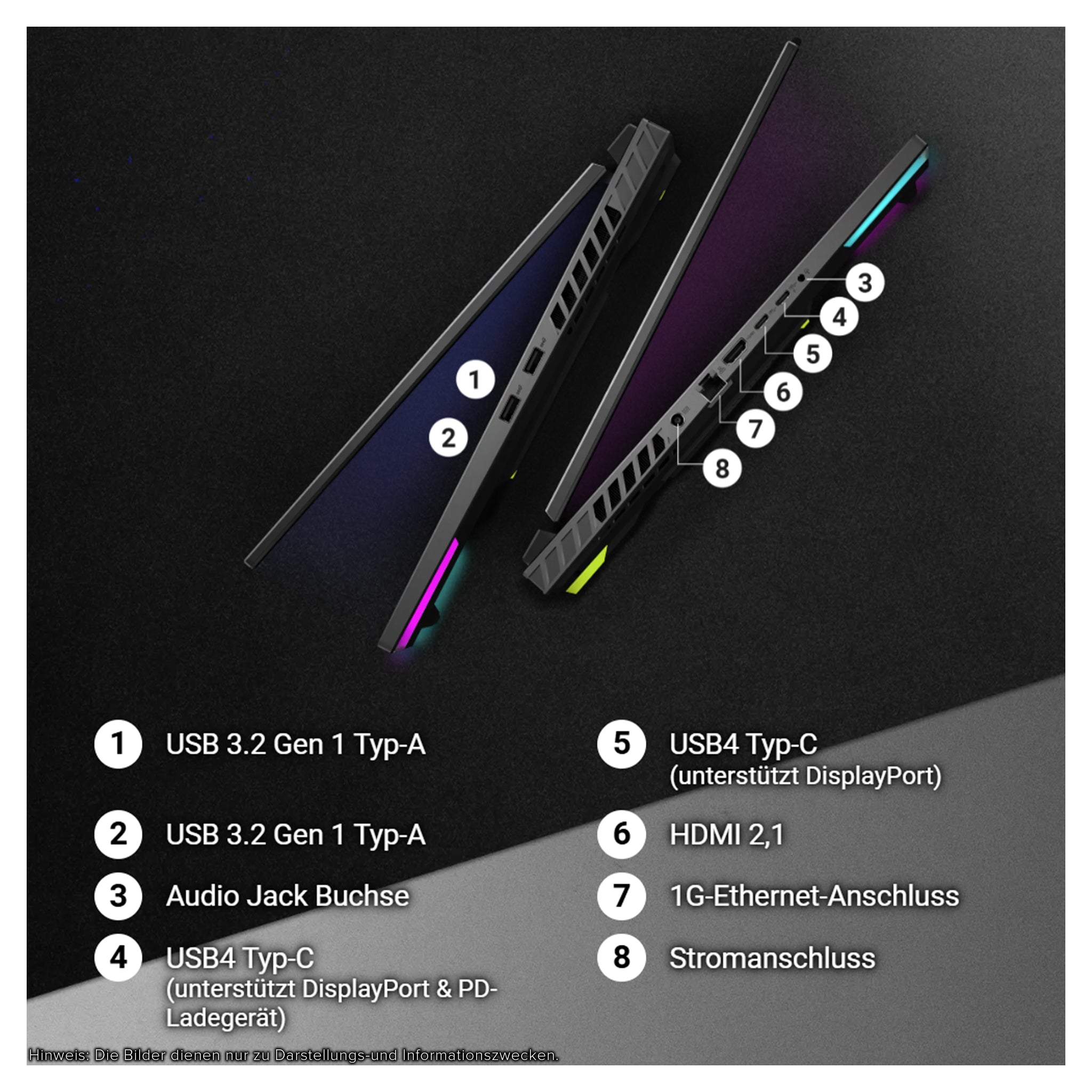 ASUS ROG Strix G18 Gaming Laptop, Ryzen 9-8940HX, 18" WUXGA (1920x1200), RTX5070, RGB QWERTZ Tastatur