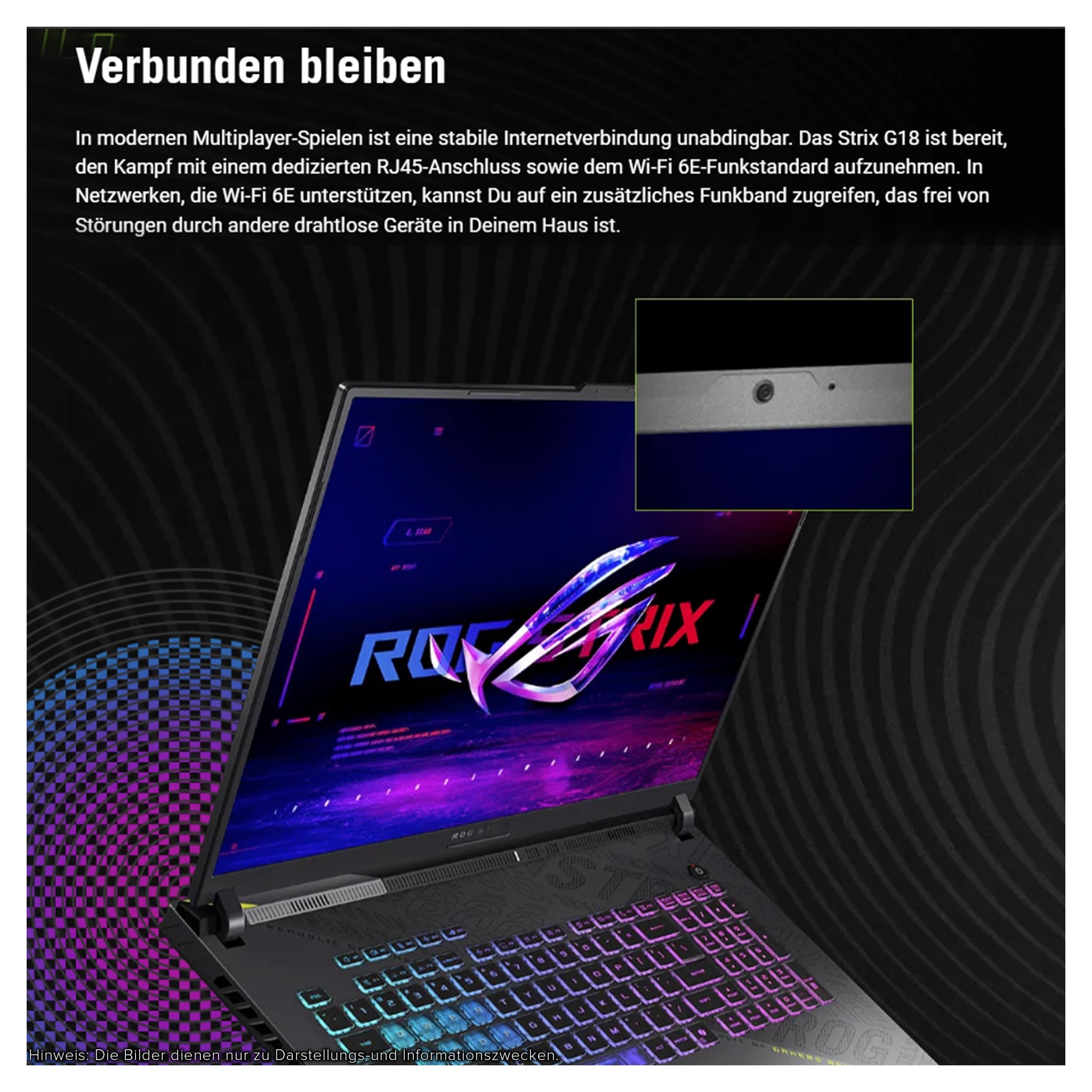 ASUS ROG Strix G18 Gaming Laptop, Ryzen 9-8940HX, 18" WUXGA (1920x1200), RTX5070, RGB QWERTZ Tastatur
