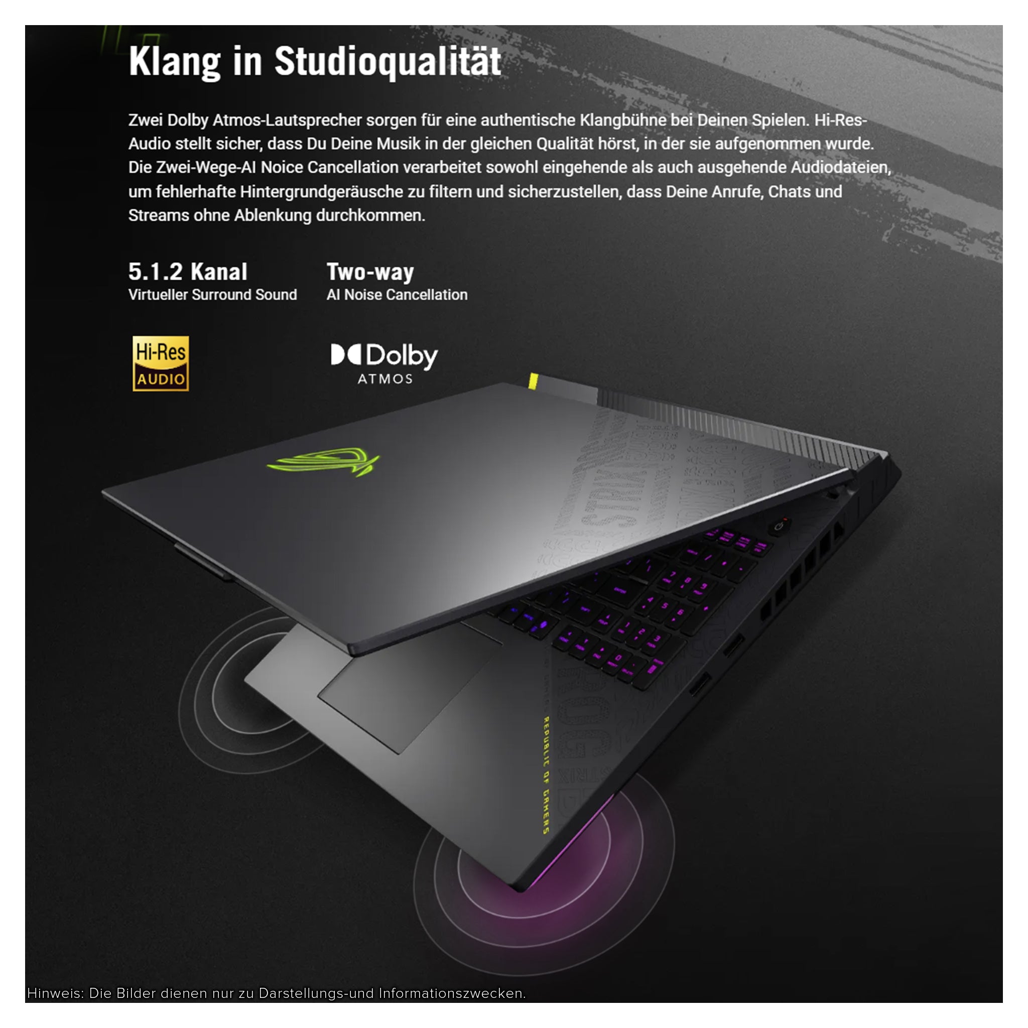 ASUS ROG Strix G18 Gaming Laptop, Ryzen 9-8940HX, 18" WUXGA (1920x1200), RTX5070, RGB QWERTZ Tastatur