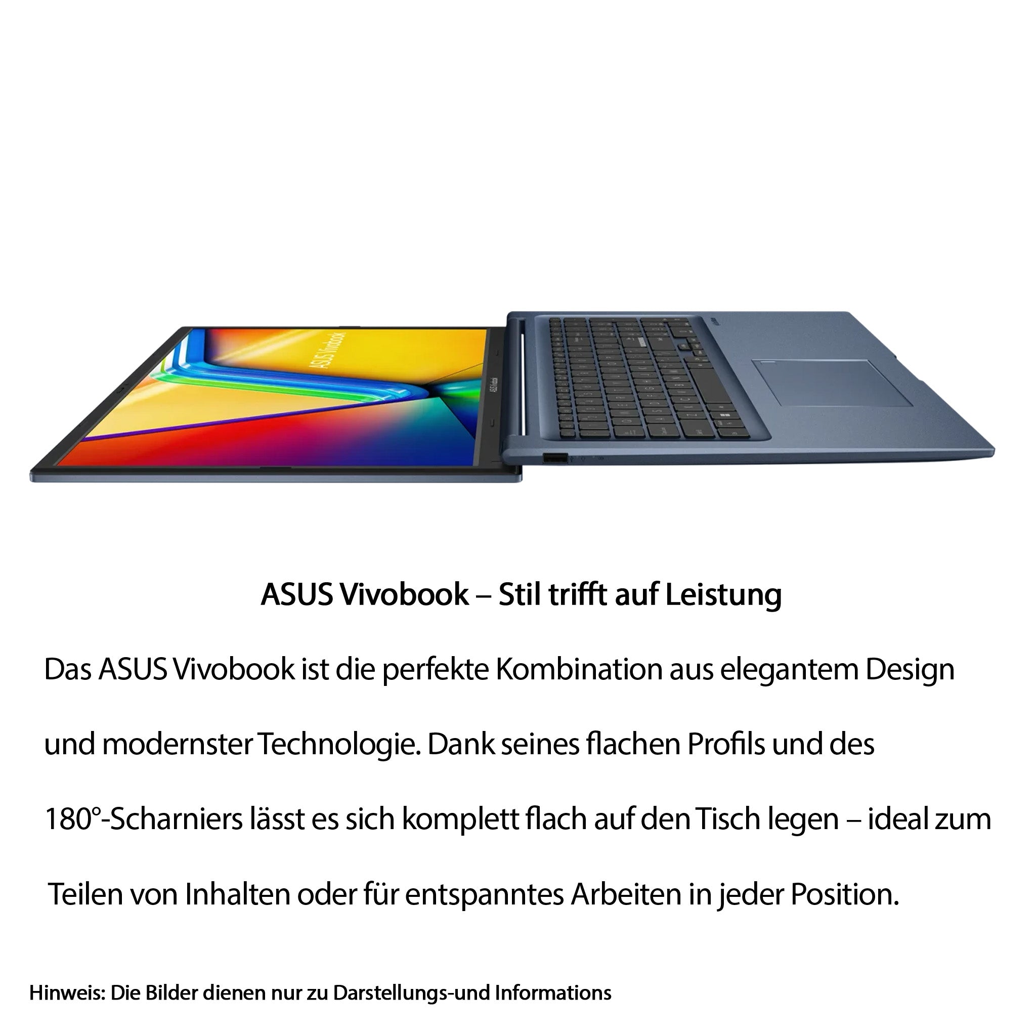 Asus Vivobook 17 Business Laptop, Intel Core 5 120U, 17.3" FHD (1920x1080) Display, Intel Graphics, QWERTZ Tastatur, W11 Home, Blau