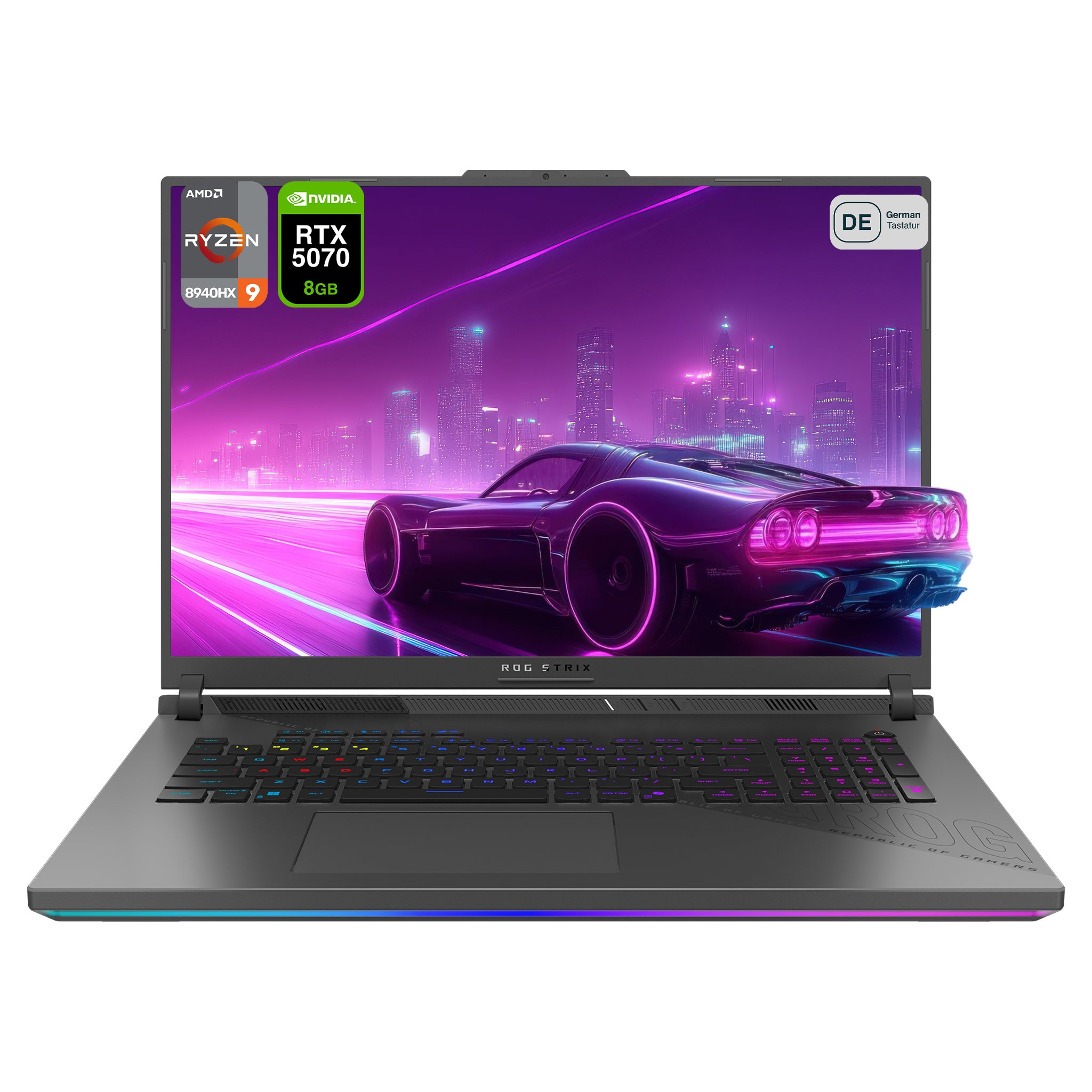 ASUS ROG Strix G18 Gaming Laptop, Ryzen 9-8940HX, 18" WUXGA (1920x1200), RTX5070, RGB QWERTZ Tastatur