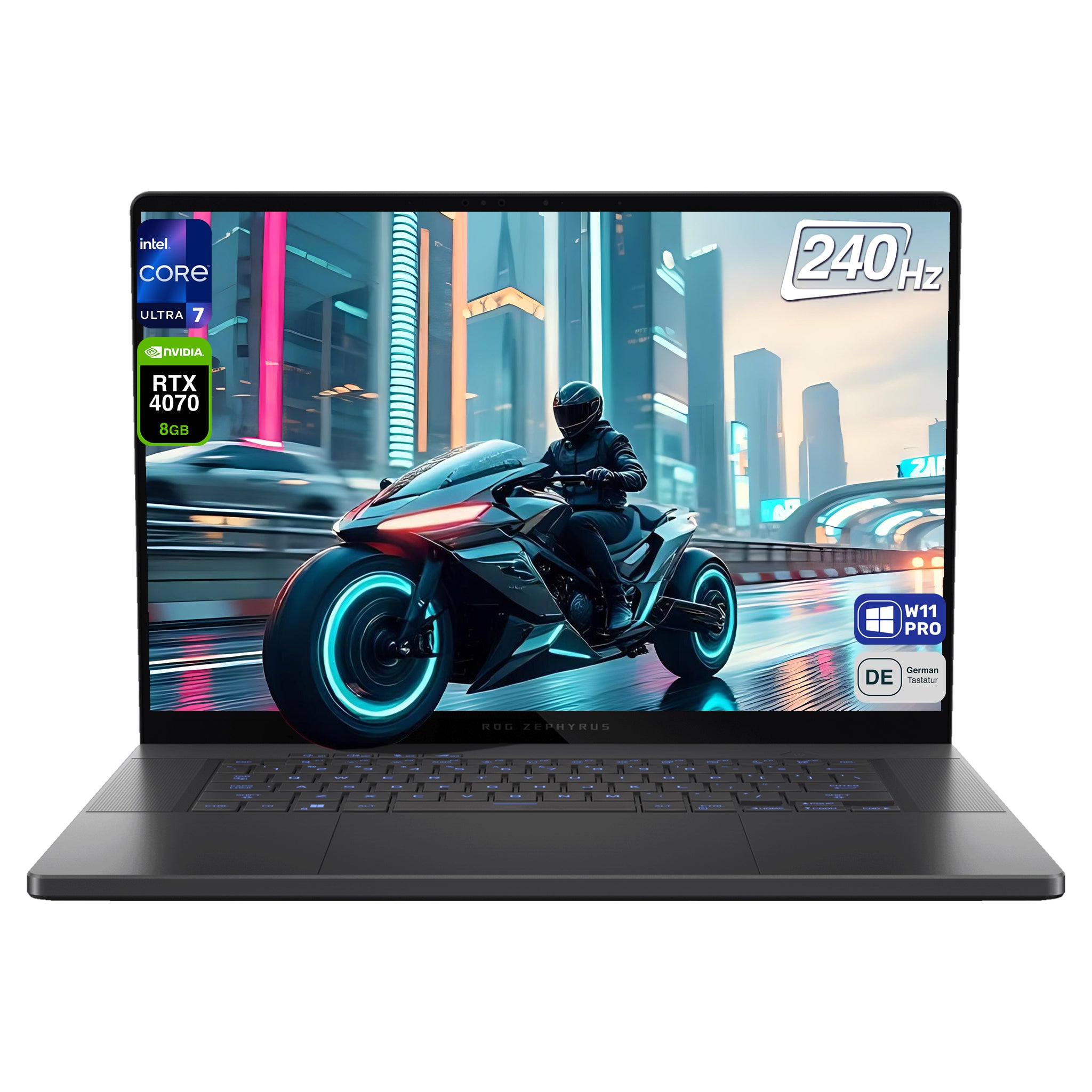 ASUS ROG Zephyrus 16 Gaming Laptop, Core Ultra 7-155H, 16" WQXGA (2560×1600)RTX 4070, QWERTZ RGB Tastatur