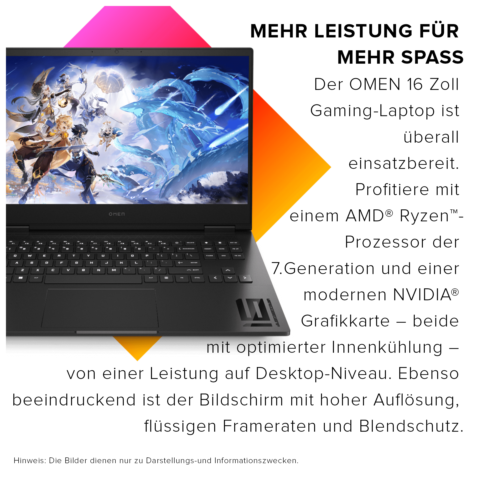 HP OMEN Gaming Laptop, 16.1" FullHD, Ryzen 7 7840HS, RTX4070, QWERTZ, W11Home