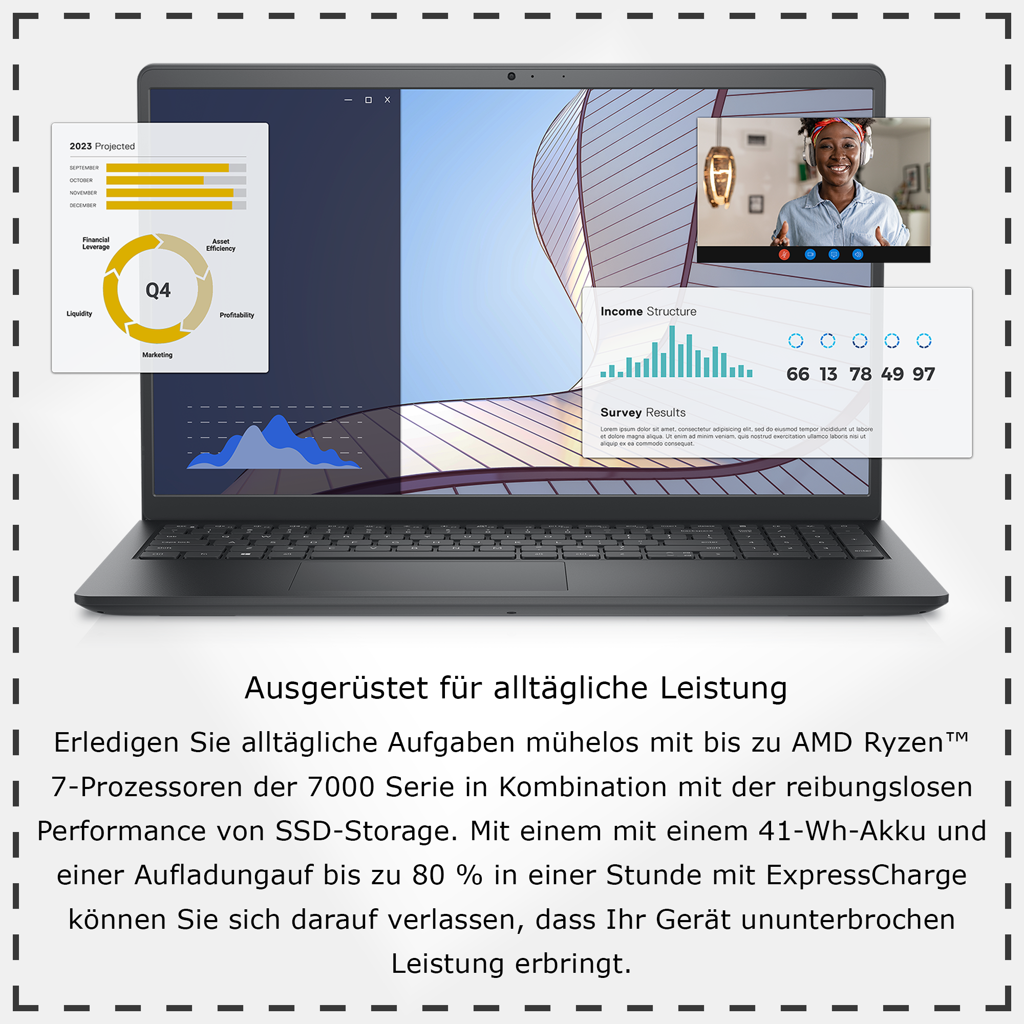 Dell Vostro 15 Laptop, 15.6" FullHD, Ryzen 7 7730U, QWERTZ, W11Pro