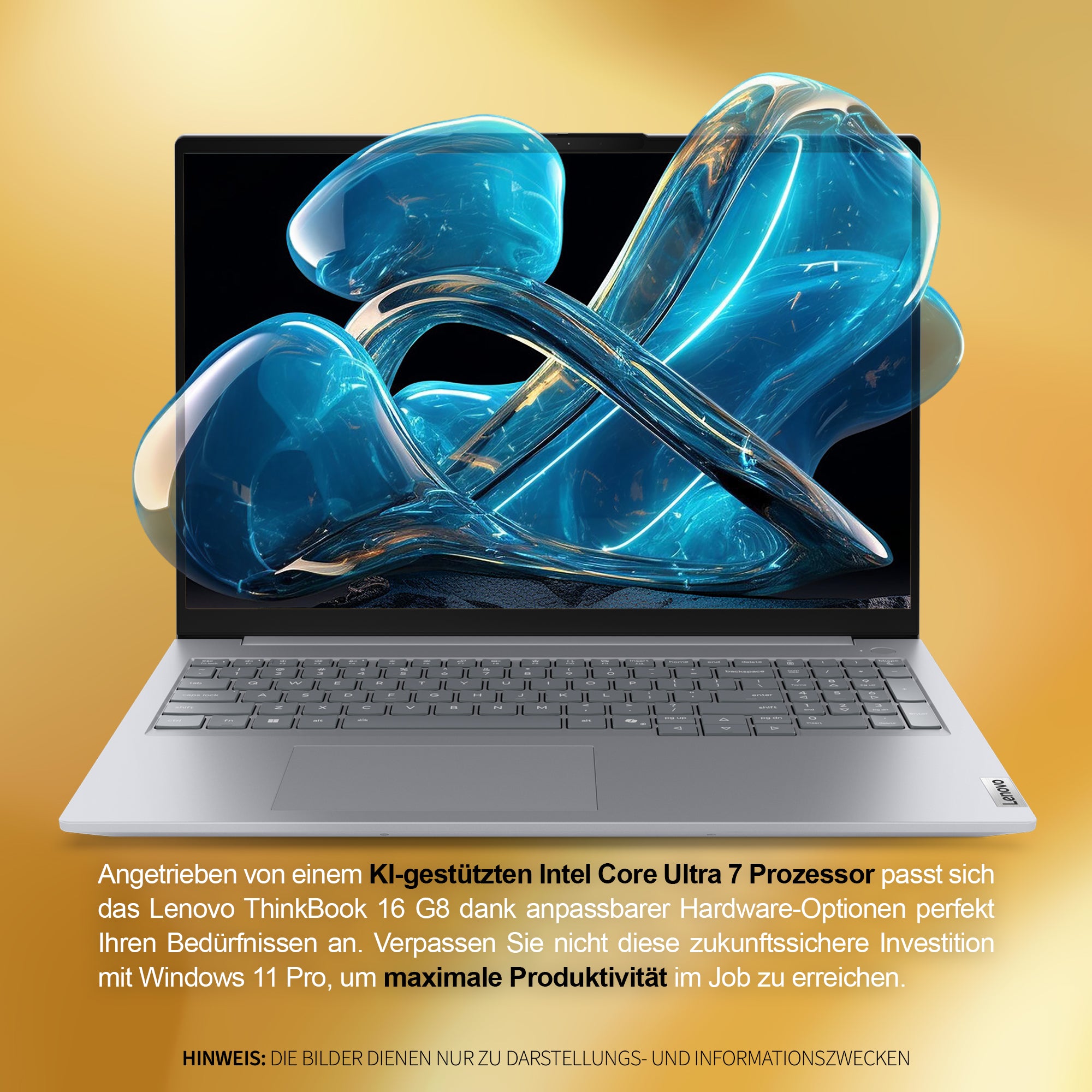 Lenovo ThinkBook 16 Gen 8 IAL Business Laptop, Intel Core Ultra 7 255H, 16" WUXGA IPS Display, Deutsches Tastatur-Layout, W11 Pro, Arctic Grau