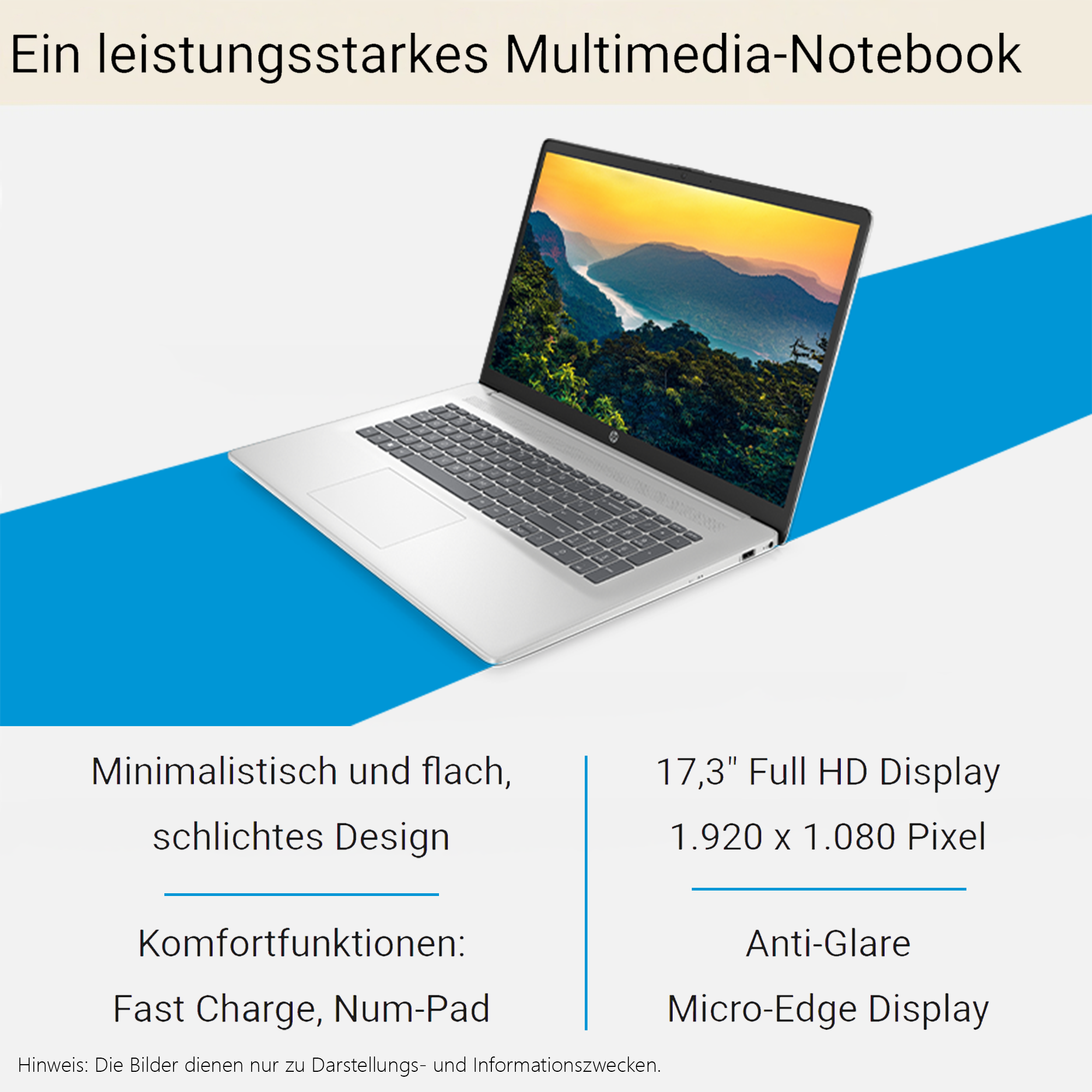 Hp Laptop, 17,3" FullHD, i5-1335U, QWERTZ, W11Home