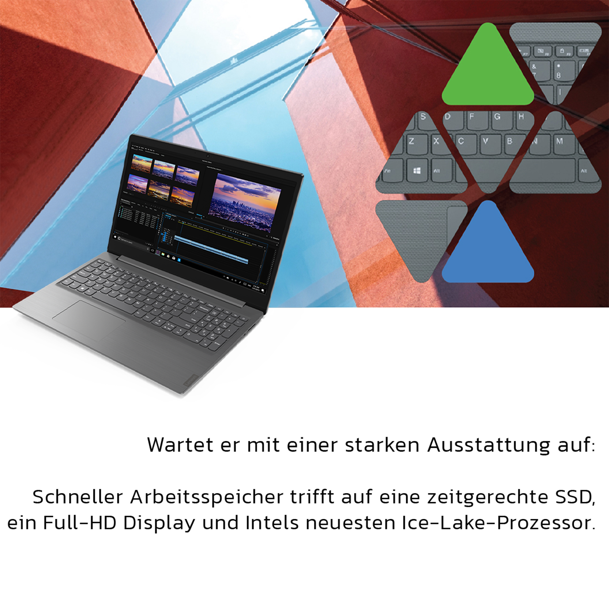 Lenovo V15 Laptop, 15.6" TN FullHD, i5-1035G1, W10Pro, QWERTZ