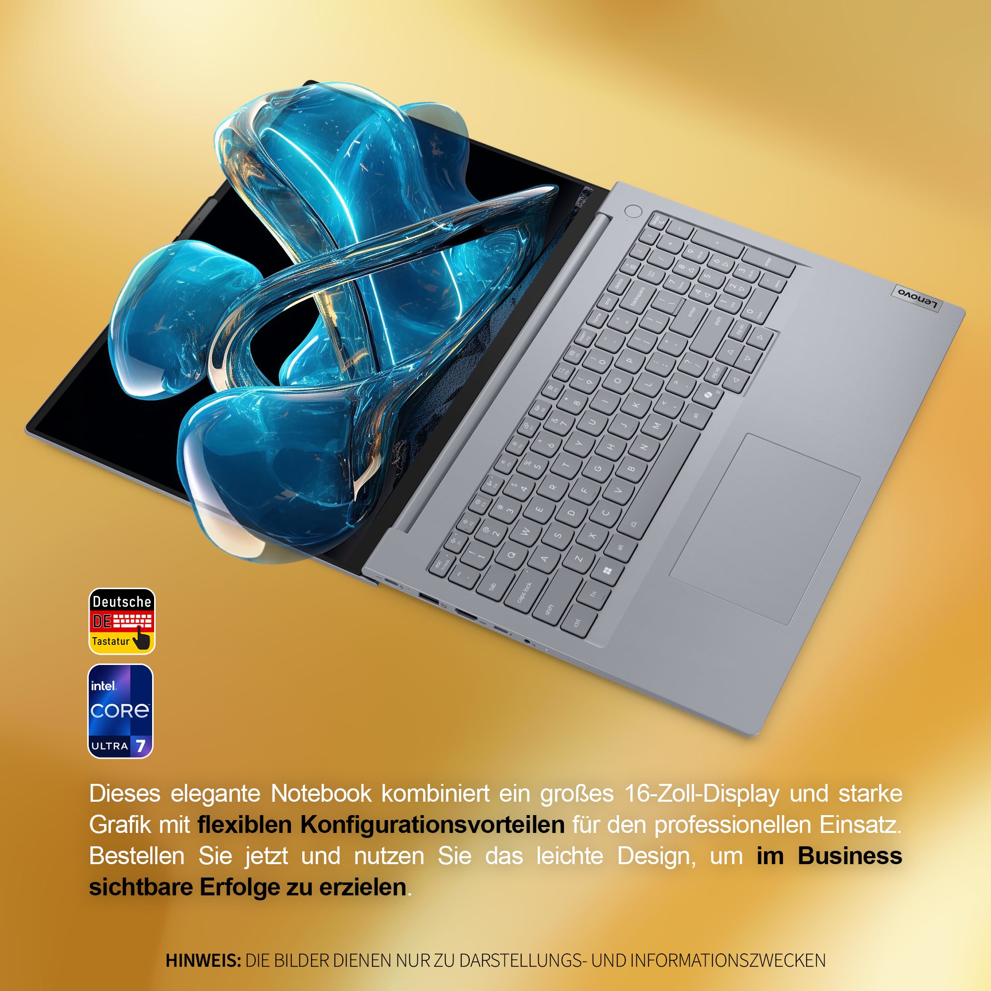 Lenovo ThinkBook 16 Gen 8 IAL Business Laptop, Intel Core Ultra 7 255H, 16" WUXGA IPS Display, Deutsches Tastatur-Layout, W11 Pro, Arctic Grau