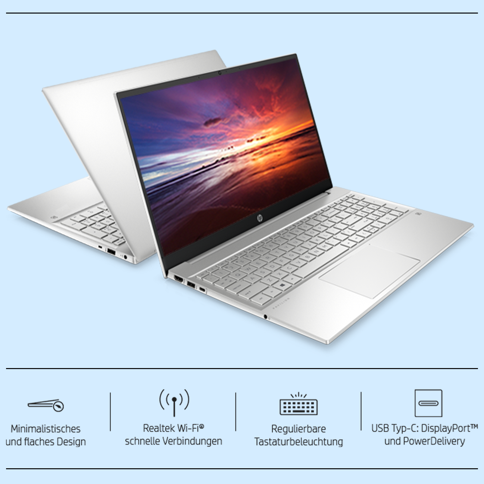 HP Pavilion Laptop, 15.6" FullHD, Ryzen 5 7530U, QWERTZ, W11Home