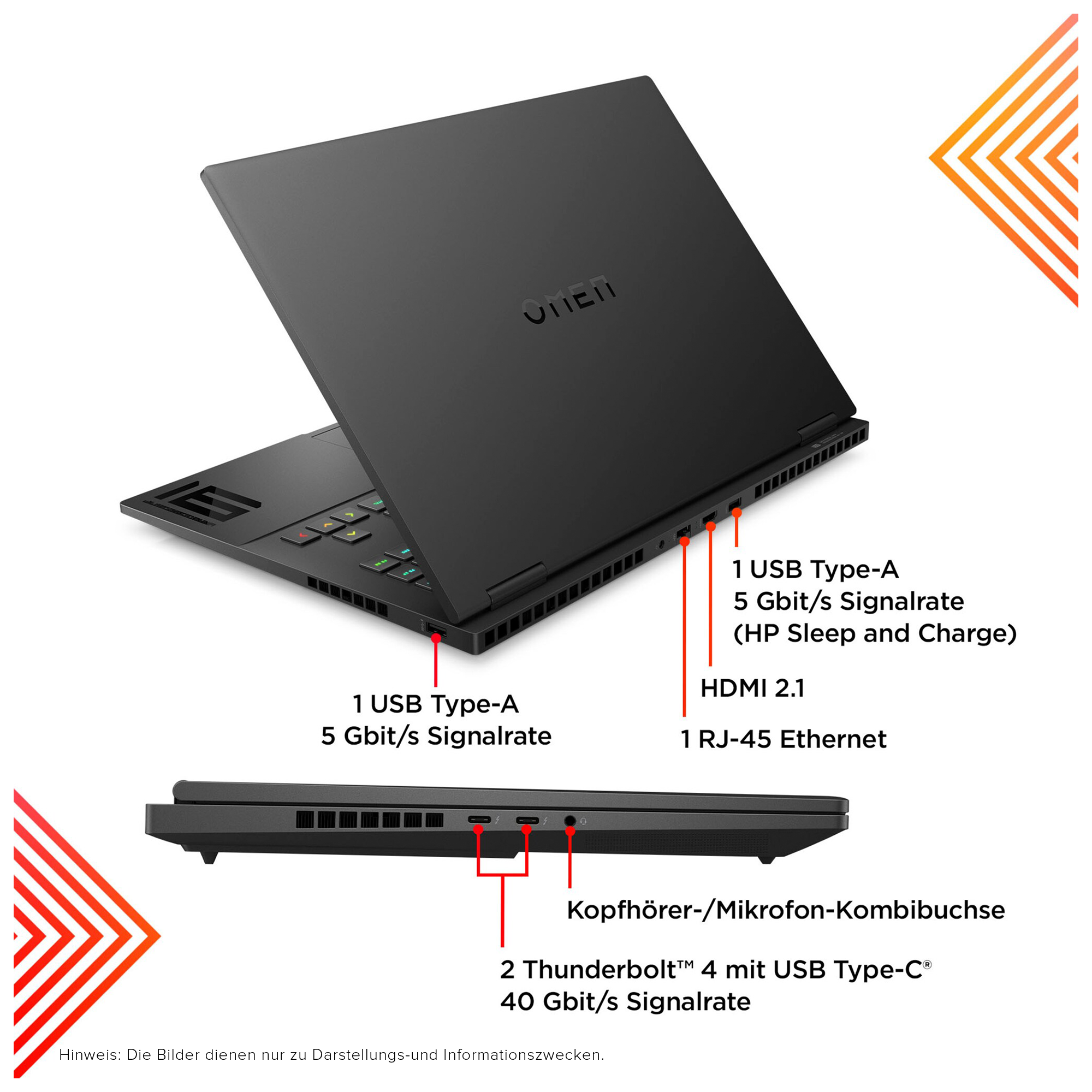 HP OMEN Gaming Laptop, 16.1" FHD, i7-13700HX, RTX4070, W11Home, QWERTZ
