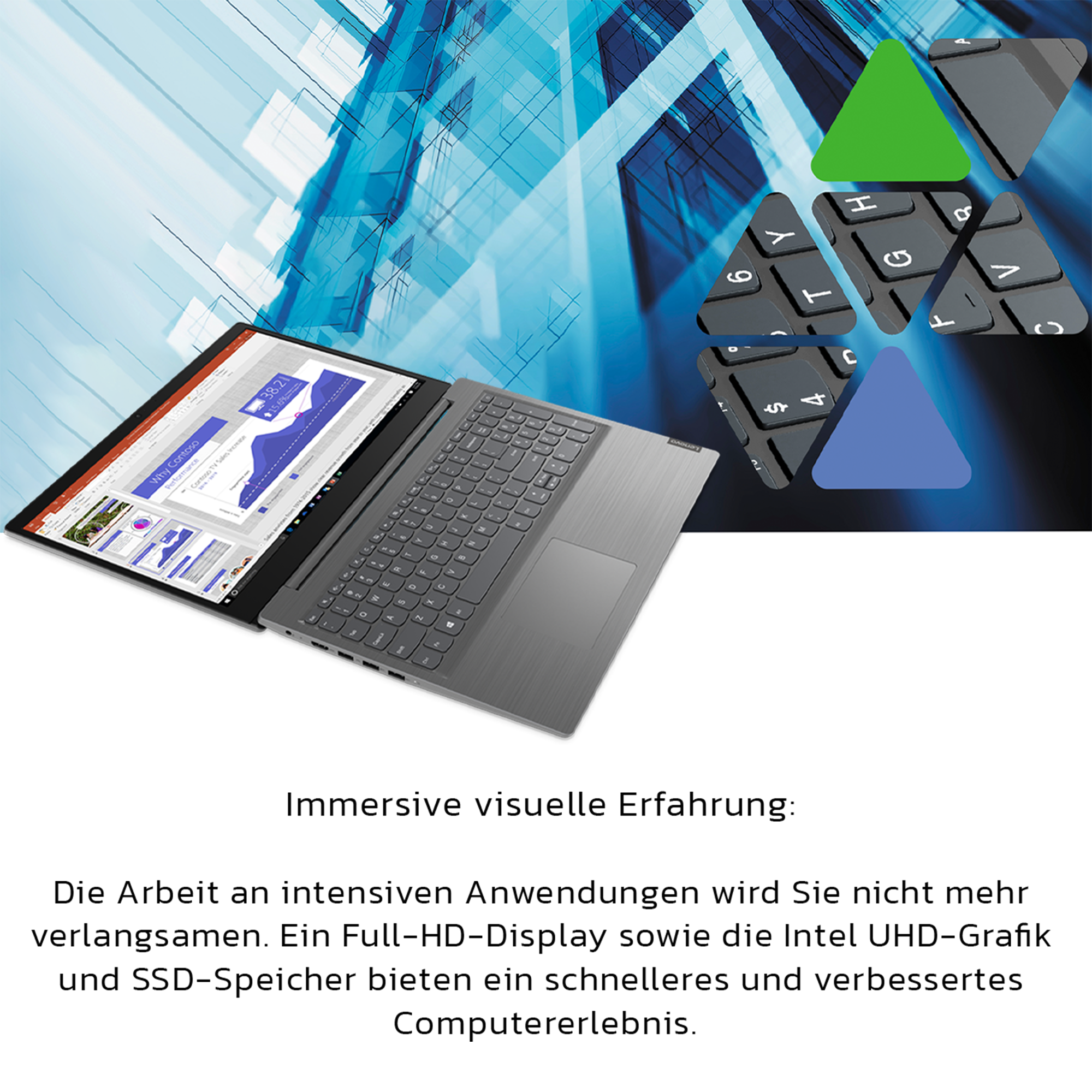 Lenovo V15 Laptop, 15.6" TN FullHD, i5-1035G1, W10Pro, QWERTZ