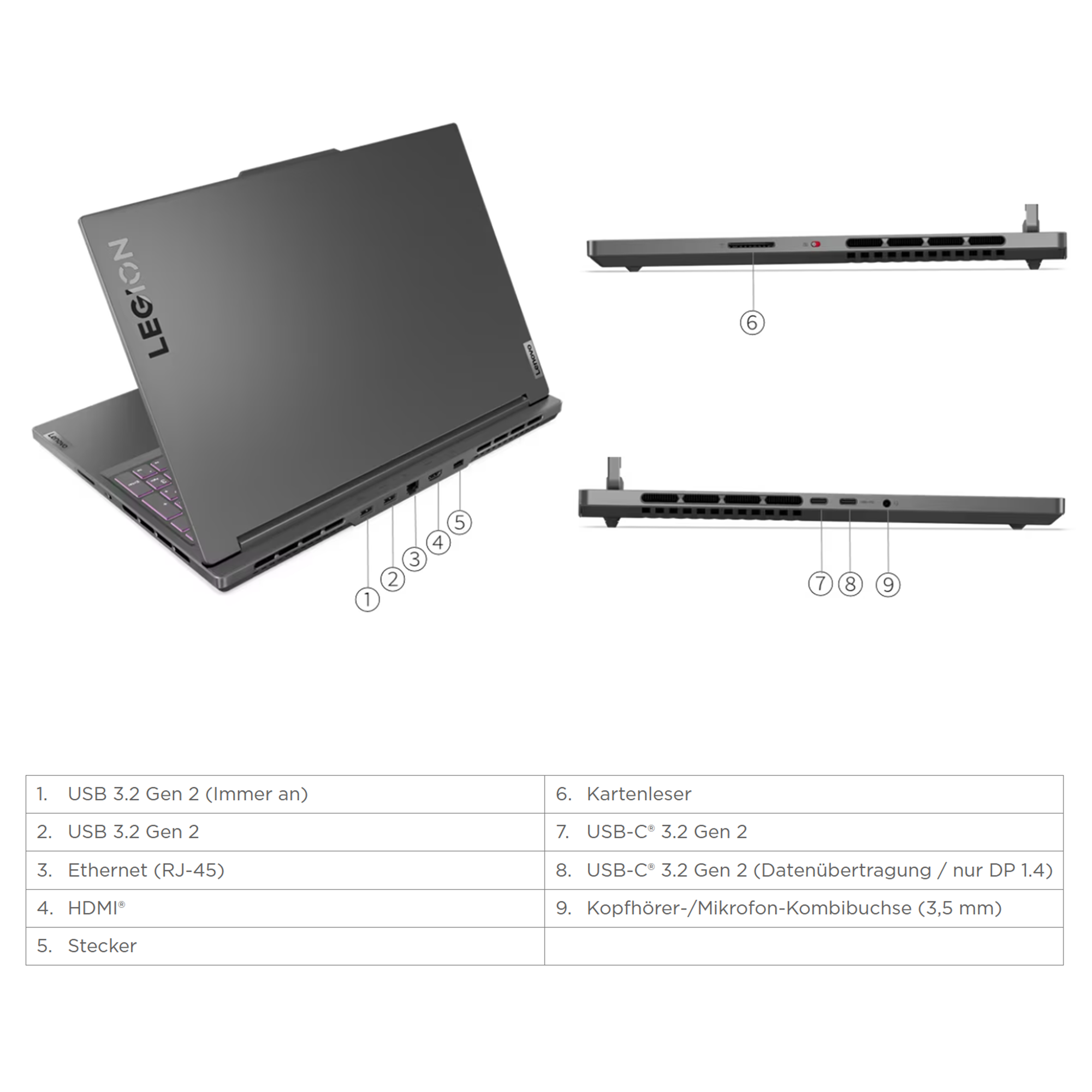 Lenovo Legion Slim 5i Laptop, 16" WQXGA, i5-13500H, RTX4060, QWERTZ, W11Home