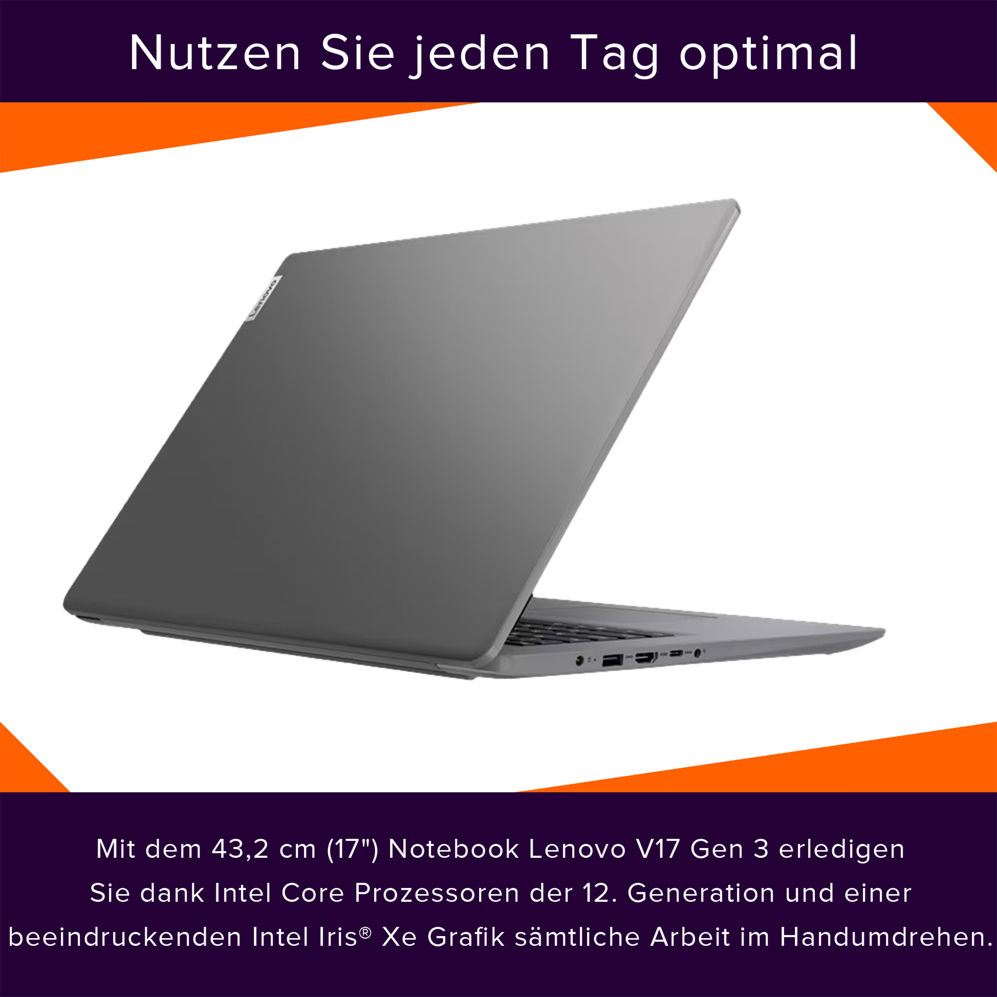 Lenovo V17 Laptop, 17" FullHD, i5-1235U, W11Home