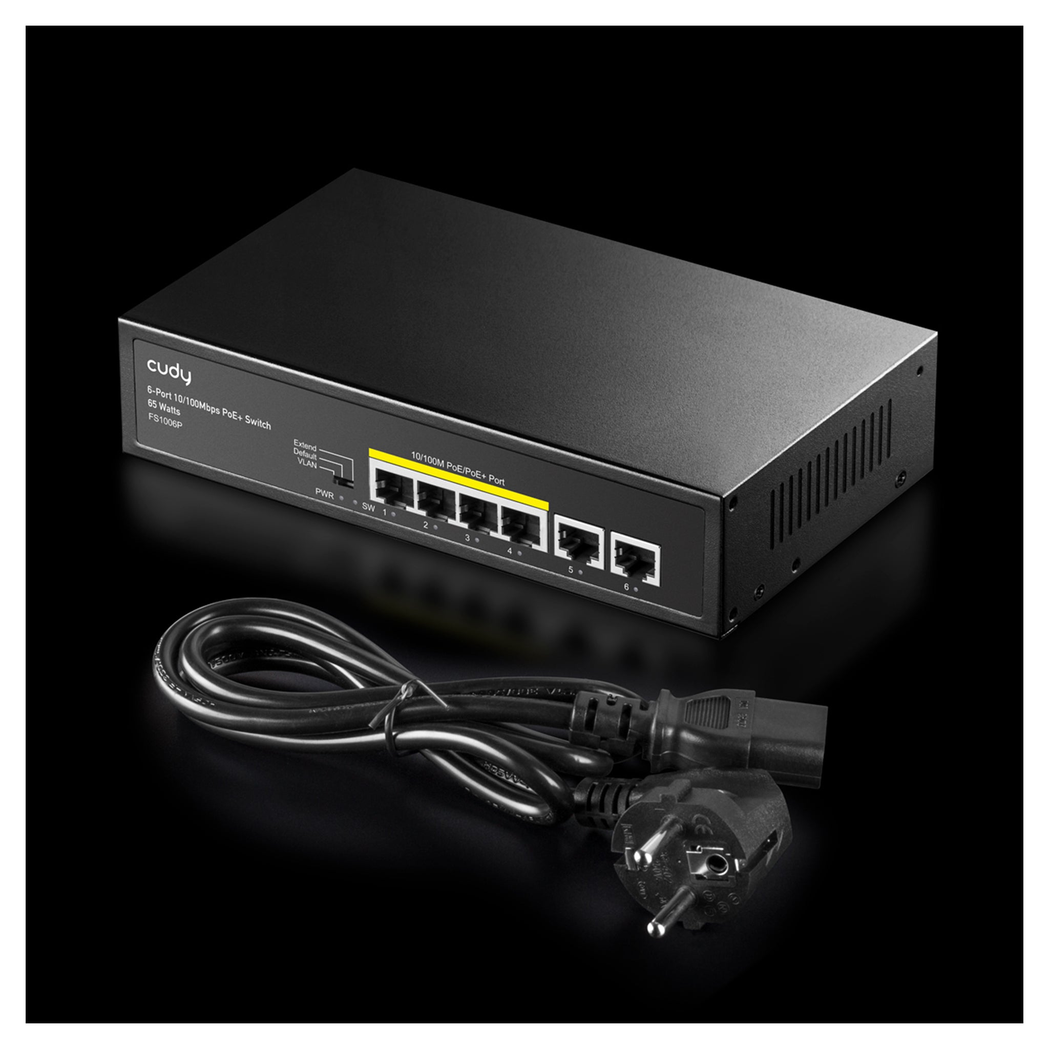 Cudy Poe+ Switch 6 Ports 10/100Mbps, 60W, 4 Poe/Poe+, Switch Unmanaged, FS1006P