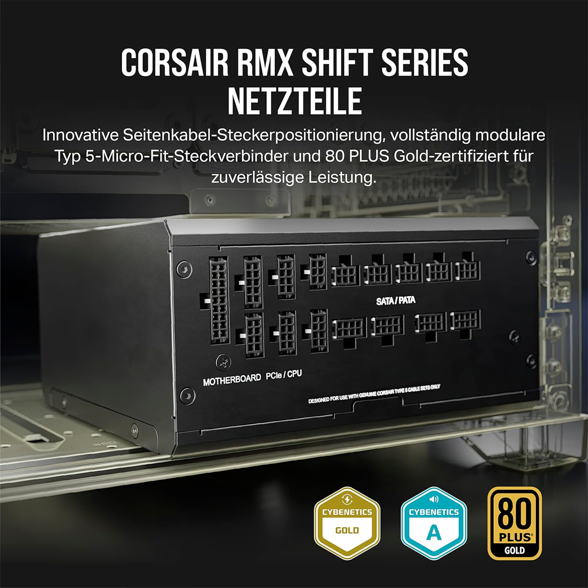 Corsair RM1200x Shift Netzteil – ATX 3.0 & PCIe 5.0, 80 Plus Gold, Vollmodular – Gebraucht (Wie neu)