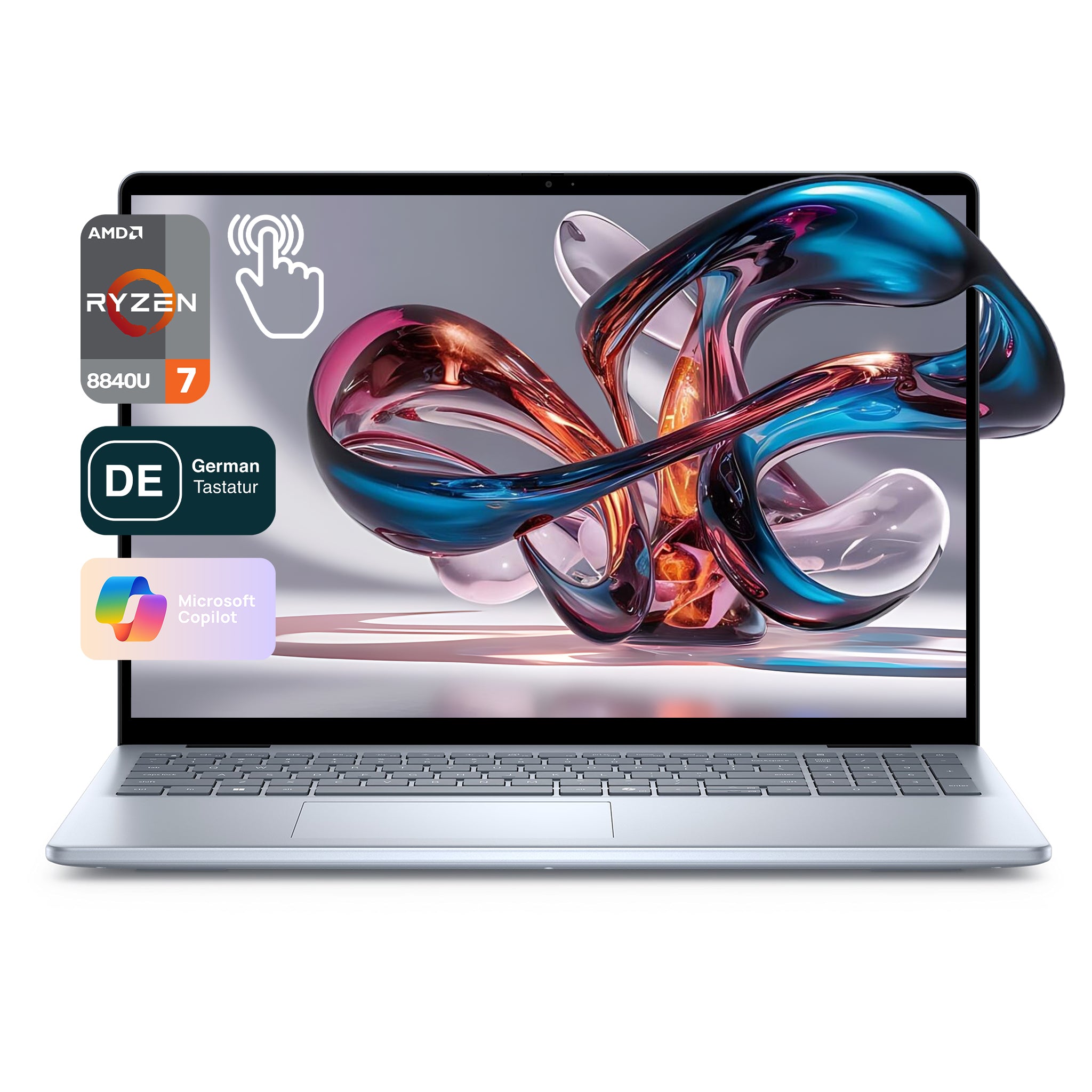 Dell Inspiron 16 5645 Business Laptop, Ryzen 7 8840U, 16" FHD+ Touchscreen, QWERTZ, W11Home