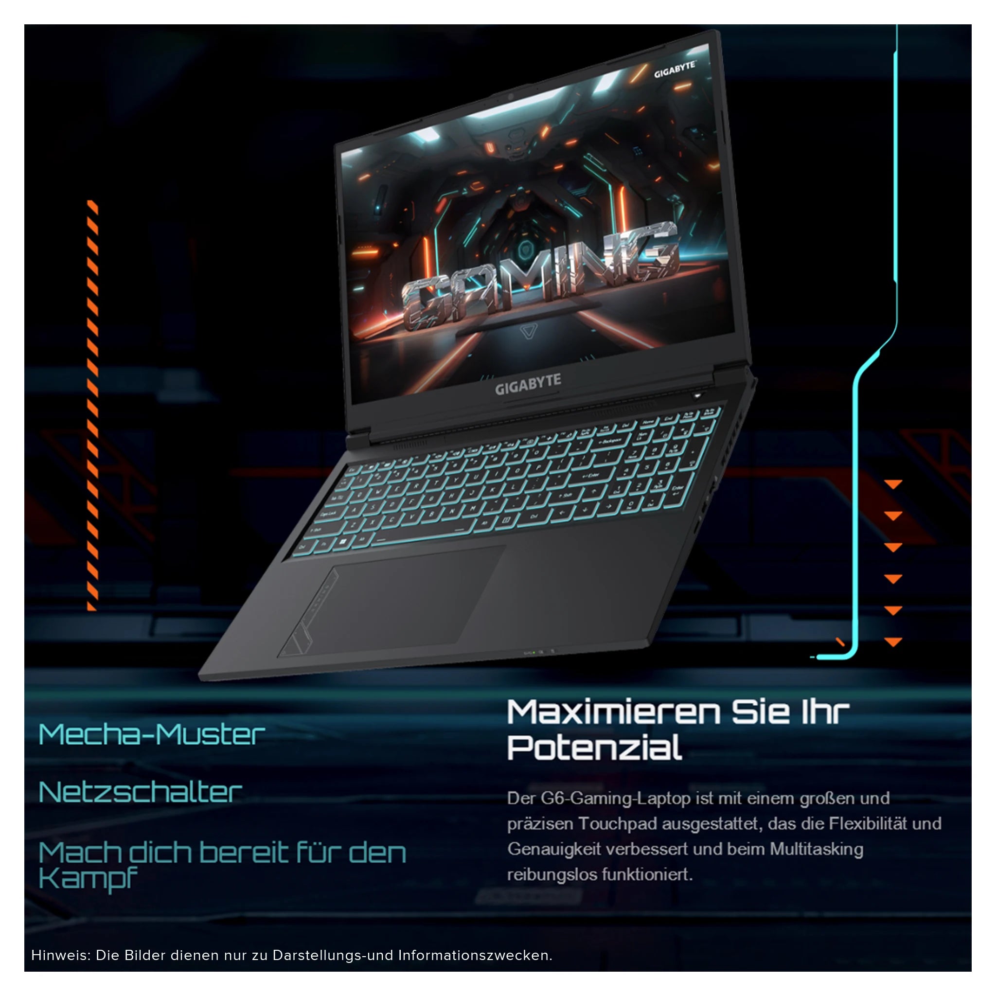 GIGABYTE G6 Gaming Laptop, i7-13620H, 16" WUXGA, RTX4060, QWERTZ, W11Pro (Gebraucht-Wie Neu)