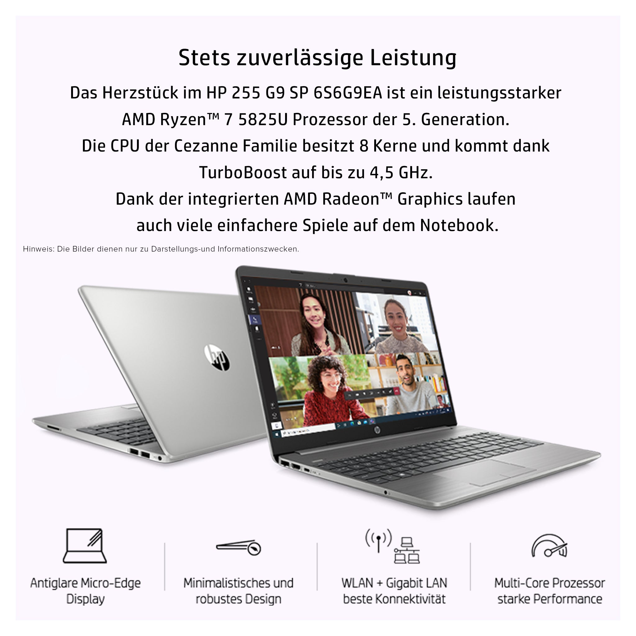 HP 255 G9 Business Laptop, 15.6" FHD, Ryzen 5 5625U, Win11Pro, QWERTZ