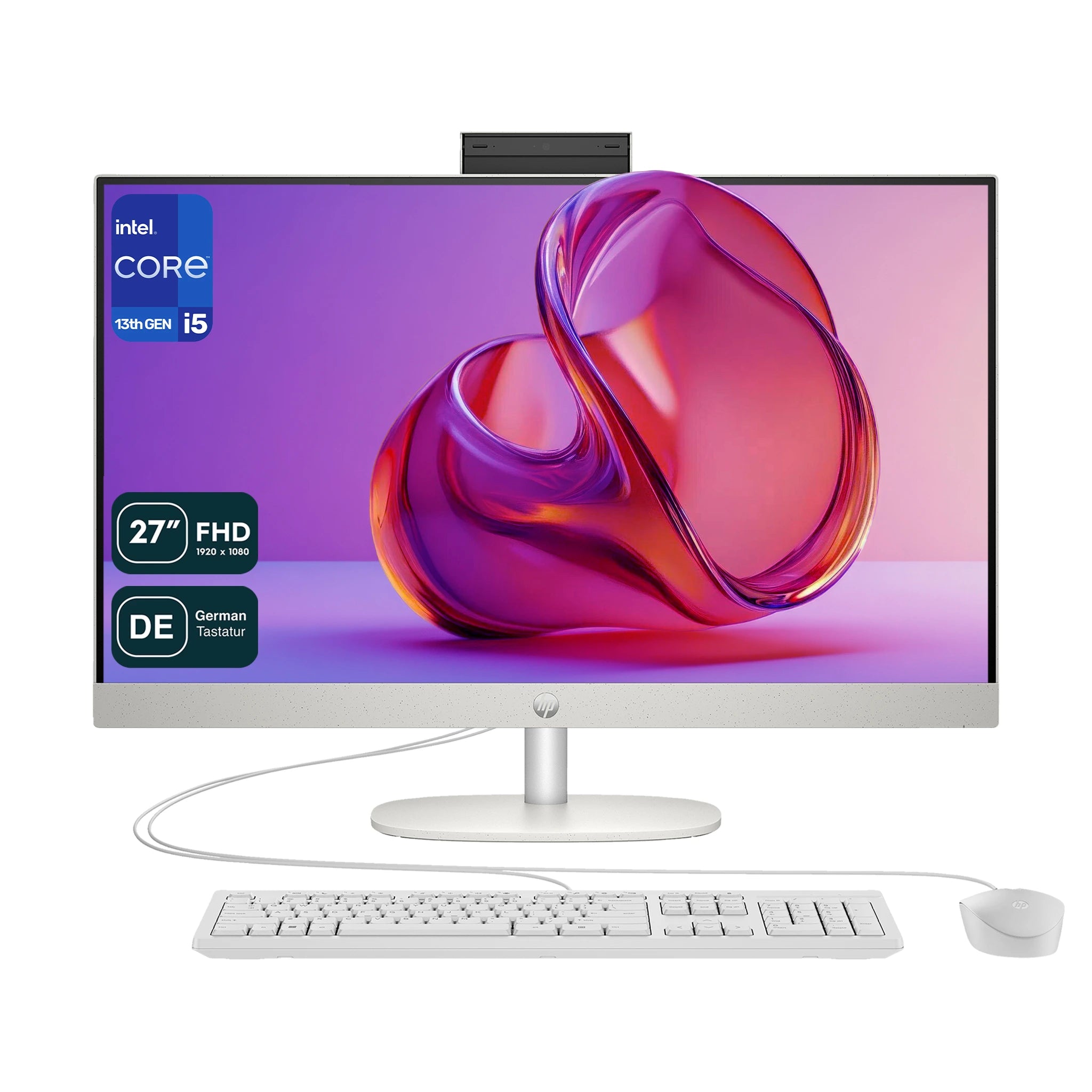 HP All-in-One Desktop PC, i5-1335U, 27" FHD, QWERTZ Tastatur + Maus, W11Home (Gebraucht-Wie Neu)