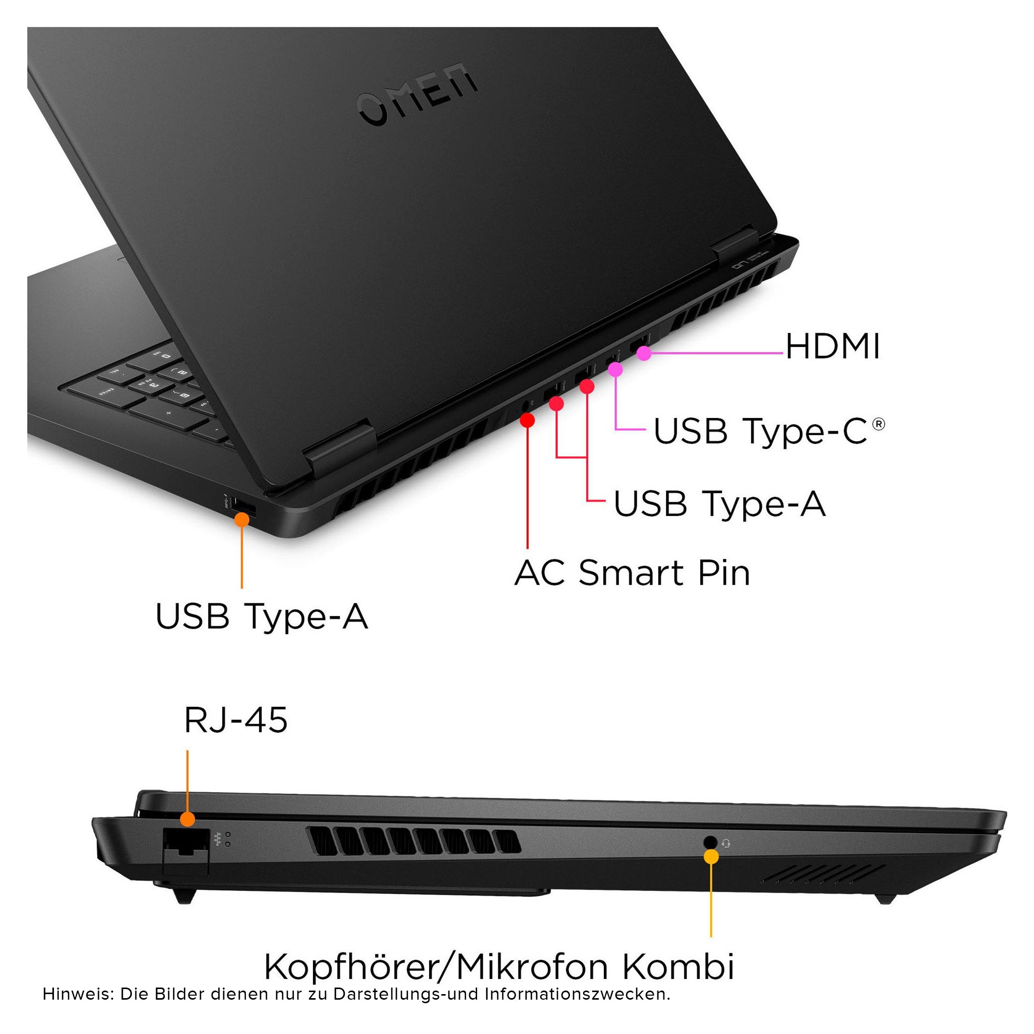 HP Omen 17 Gaming Laptop, Ryzen 7 8845HS, 17.3" FHD, RTX4060, QWERTZ  (Gebraucht - Akzeptabel)