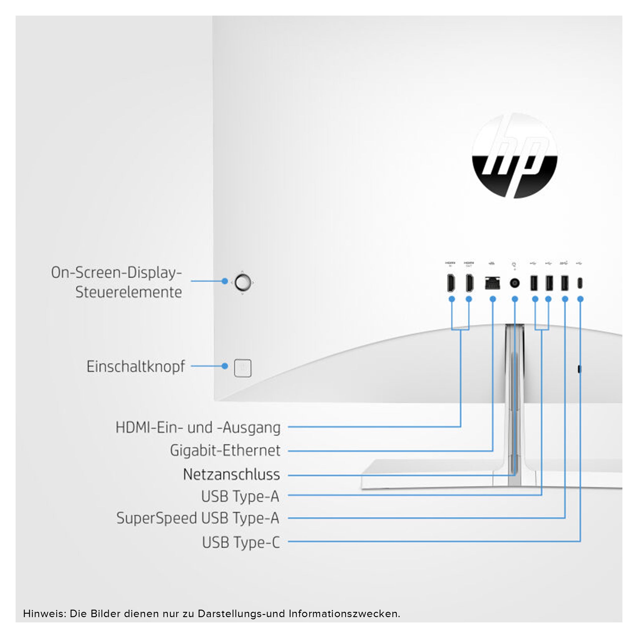HP Pavilion All-in-One Desktop PC, Ryzen 7 5700U, 27" QHD IPS, W 11 Home, QWERTZ Tastatur + Maus