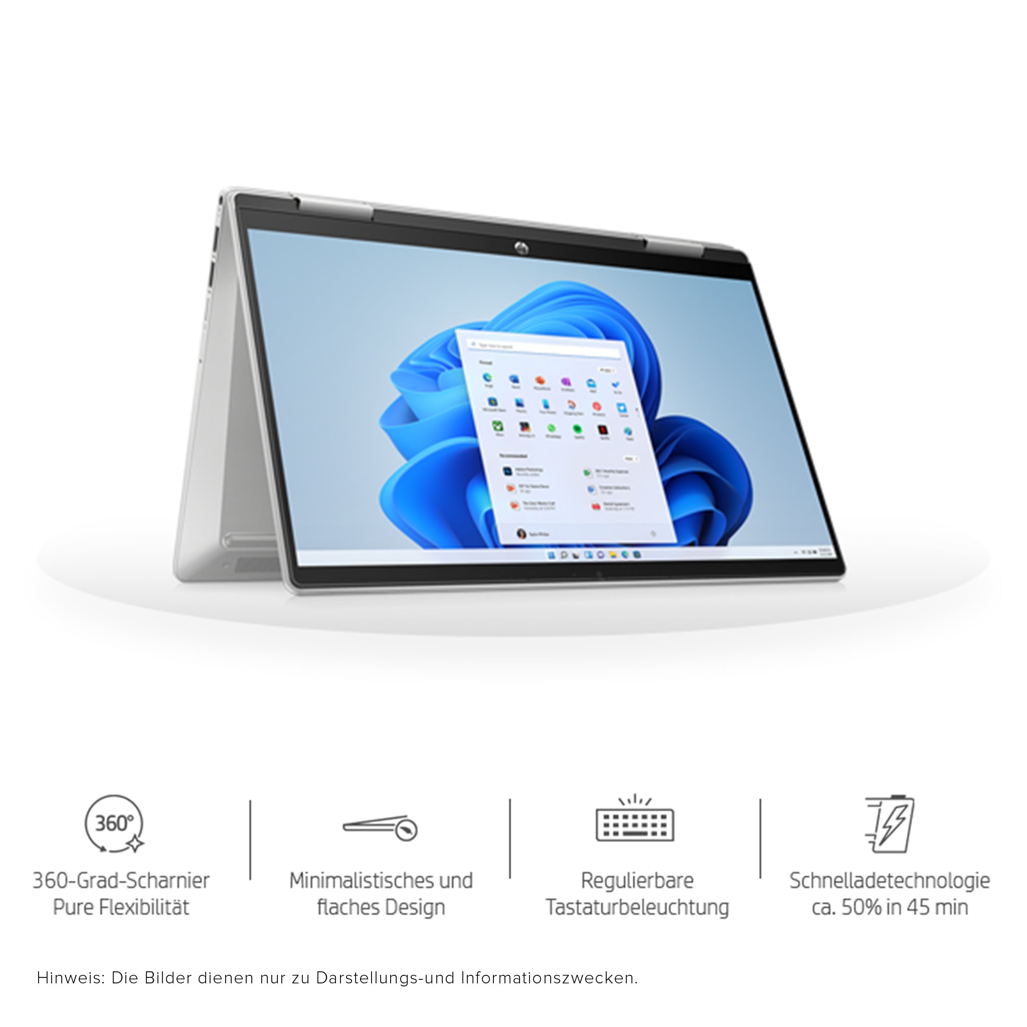 HP Pavilion x360 2-in-1 Laptop, Intel Core, 14" FHD Touch, QWERTZ, W11Home