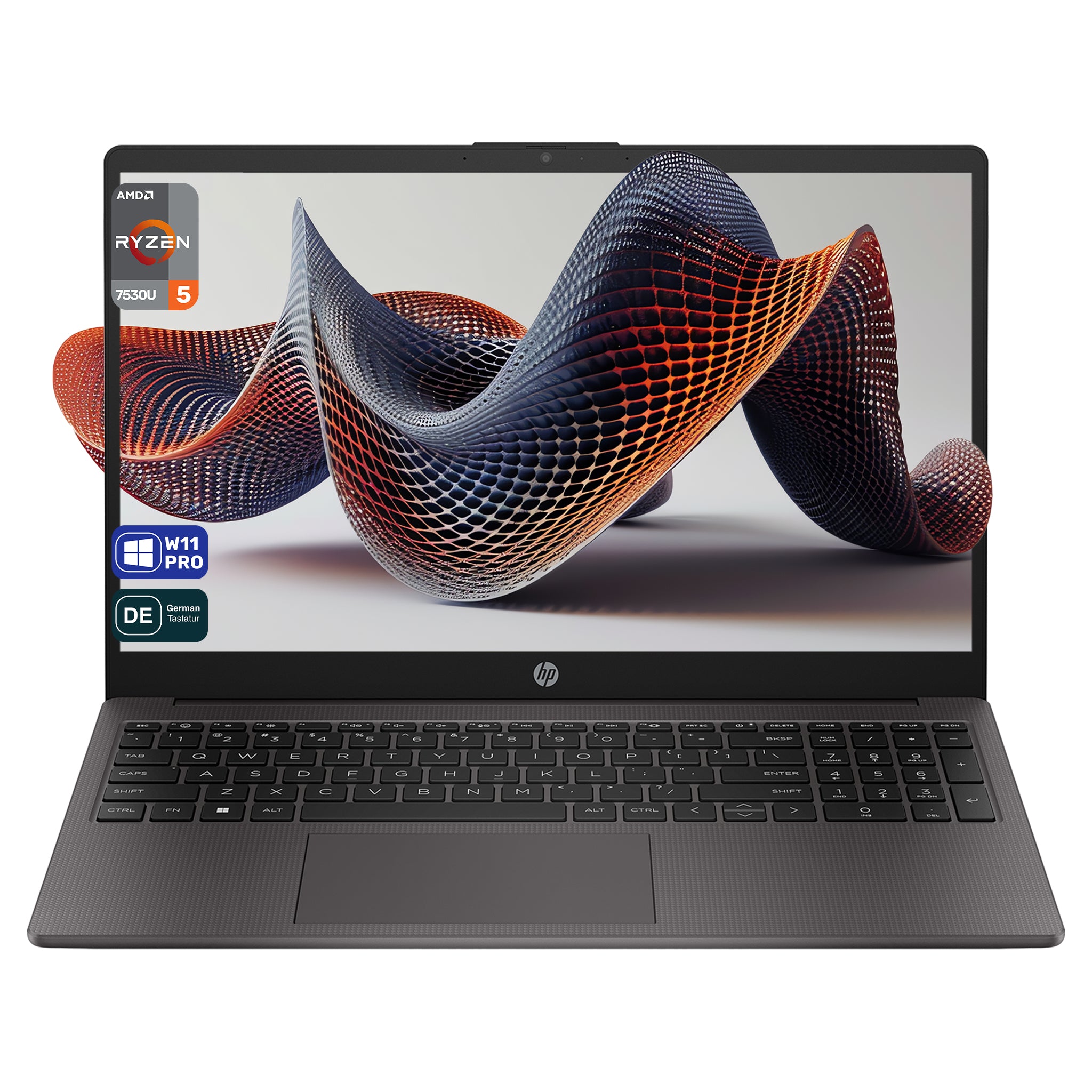 HP 255 G10 Business Laptop, Ryzen 5 7530U, 15.6" IPS FHD, QWERTZ Tastatur,