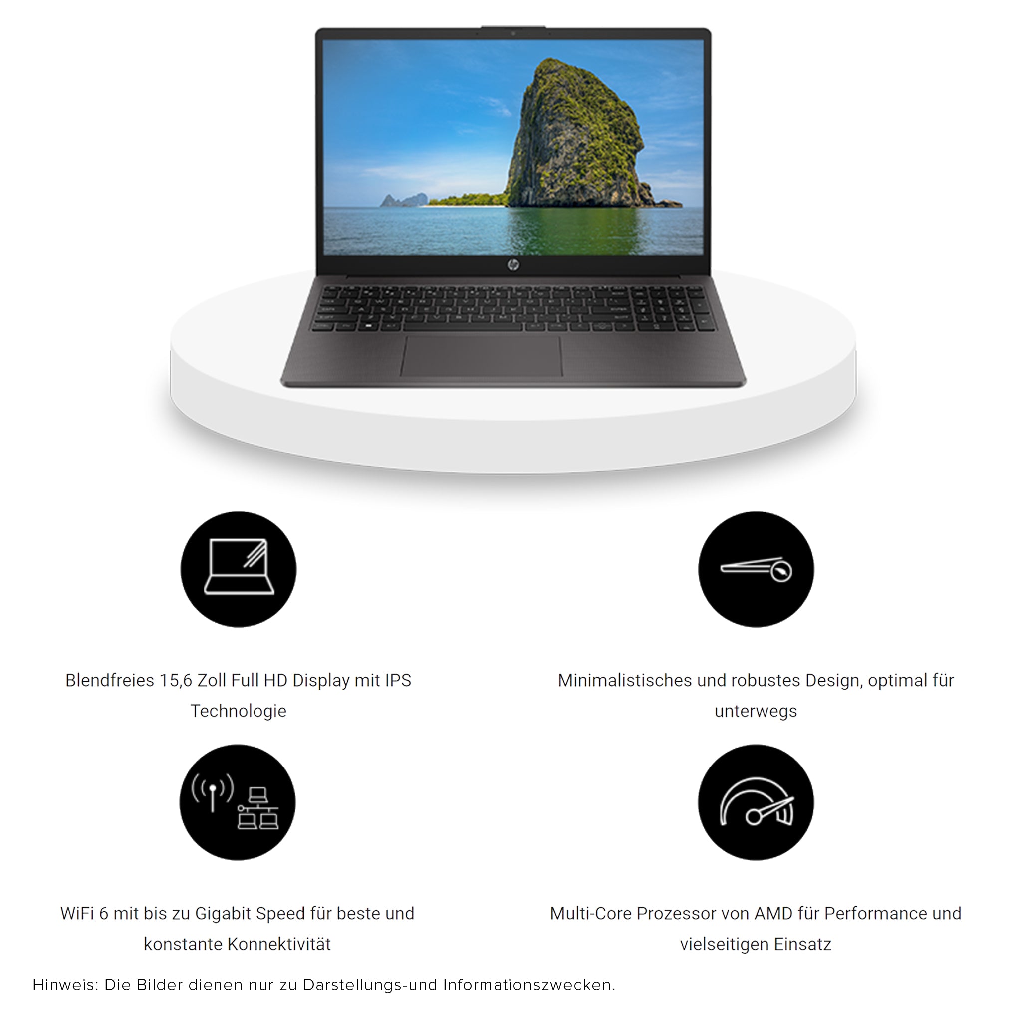 HP 255 G10 Business Laptop, Ryzen 3-7330U, 15.6" FHD (1920x1080) IPS, QWERTZ Tastatur, W11 Pro