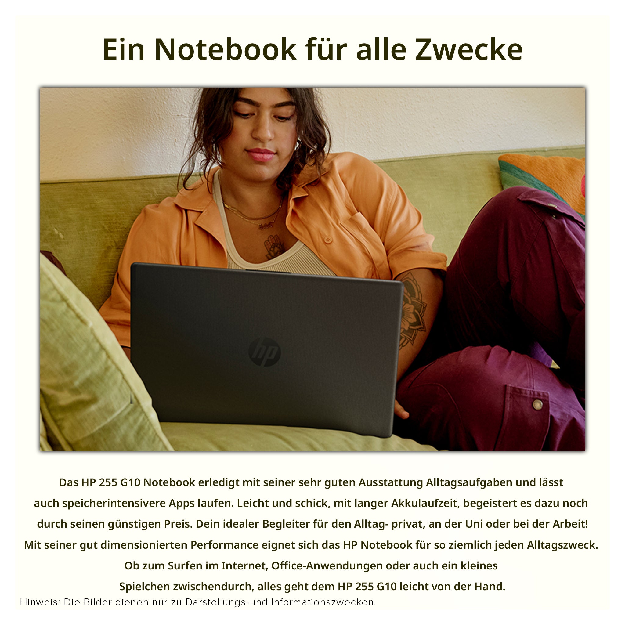 HP 255 G10 Business Laptop, Ryzen 3-7330U, 15.6" FHD (1920x1080) IPS, QWERTZ Tastatur, W11 Pro