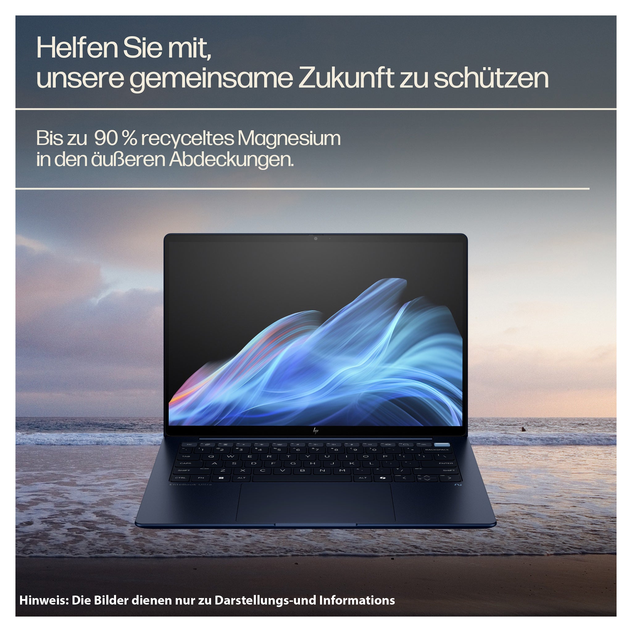 HP EliteBook Ultra G1i Business Laptop, Core Ultra 7 258V, 14" 2.8K Touch Display, Arc Graphics, Wi-Fi 7, W11 Pro, Deutsches Tastatur-Layout, Blau