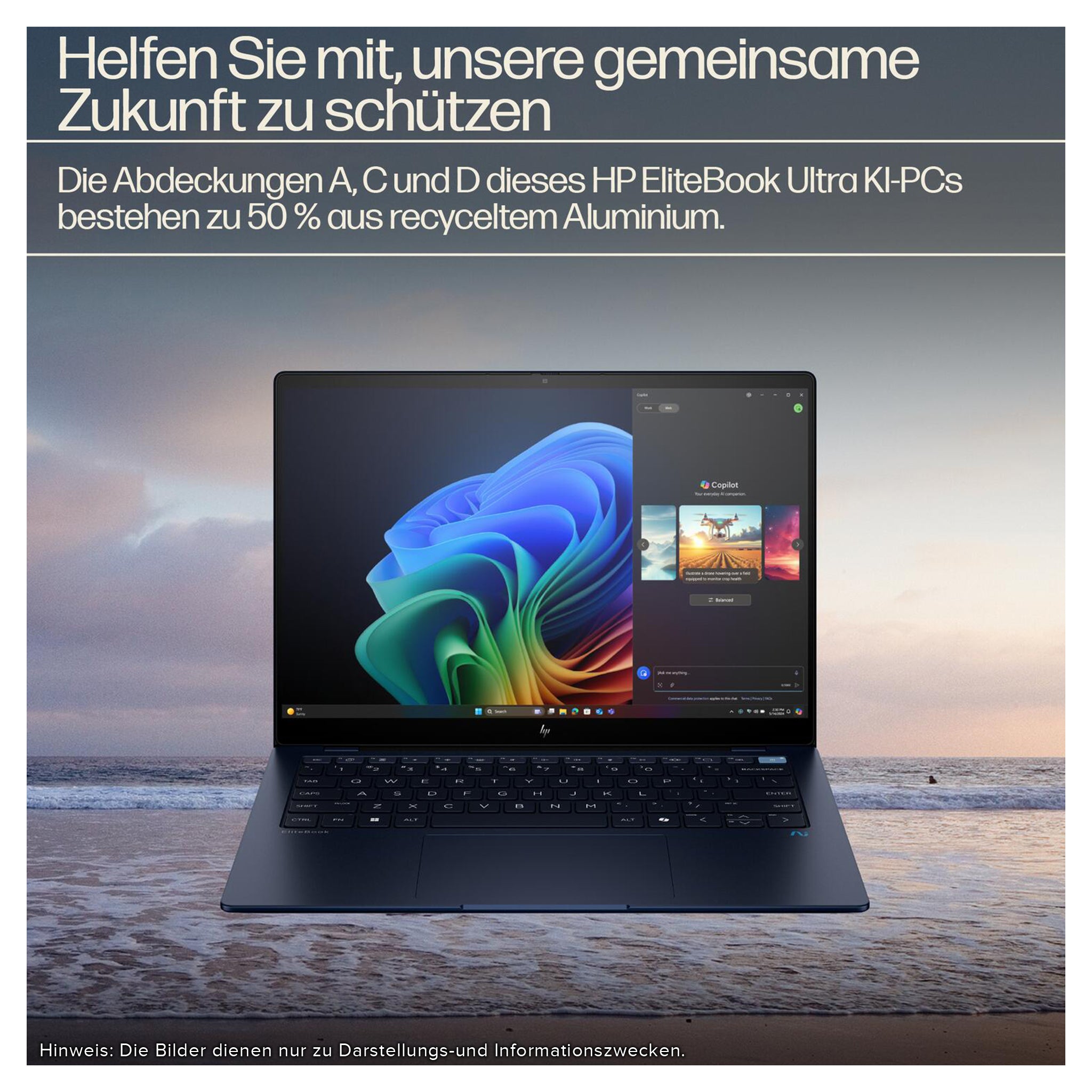 HP EliteBook Ultra G1q AI Laptop, X Elite X1E-78-100, 14" 2.2K IPS Touchscreen, QWERTZ Tastatur, W11 Pro