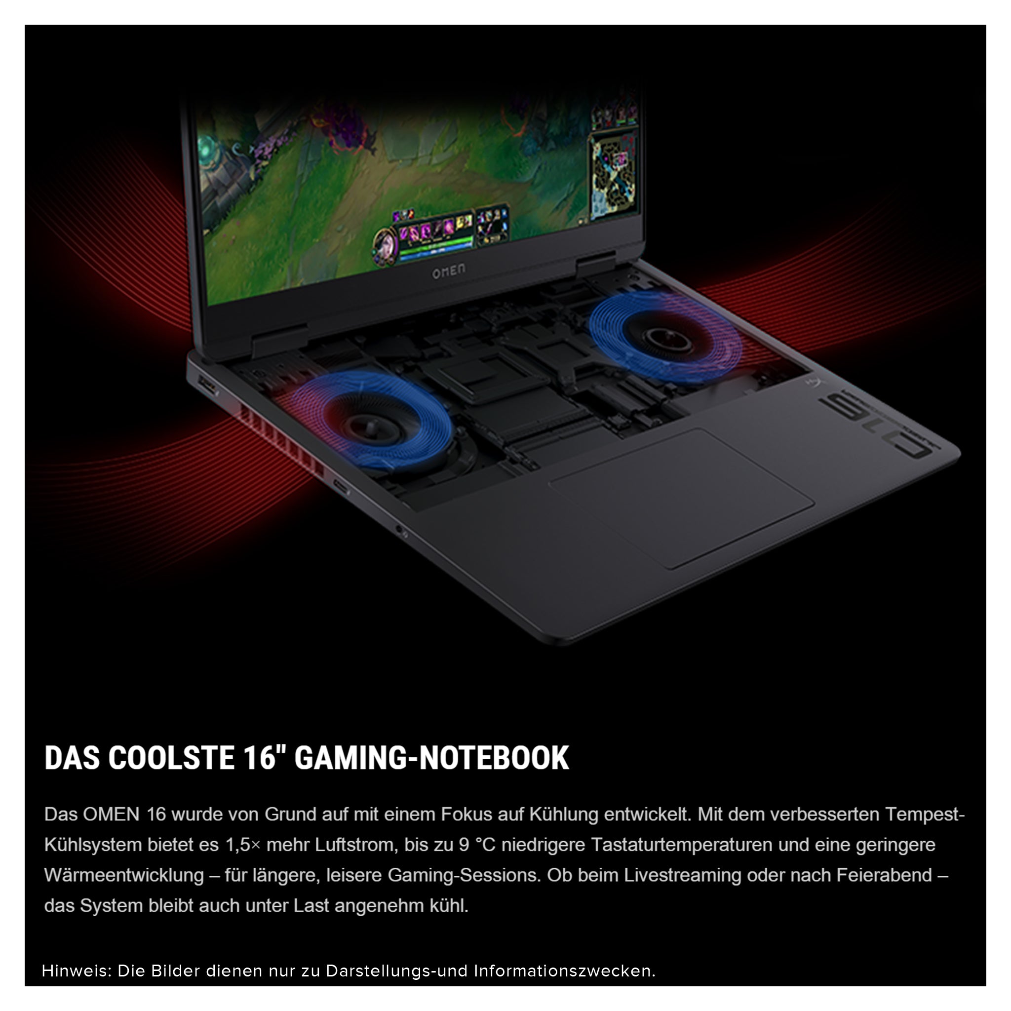HP Omen 16 Gaming Laptop, Ryzen 9 8940HX, 16" FHD (1920x1200) IPS 144Hz, RTX 5070, Deutsches Tastatur-Layout,W11 Pro