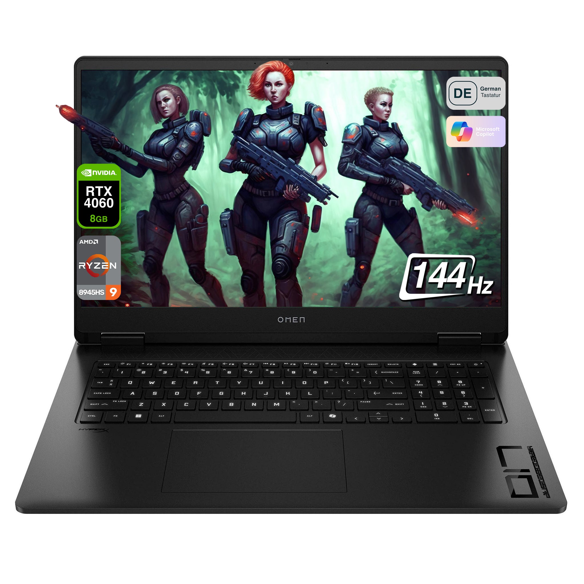 HP Omen 17 Gaming Laptop, Ryzen 9-8945HS 17.3" FHD IPS 144 Hz, RTX 4060