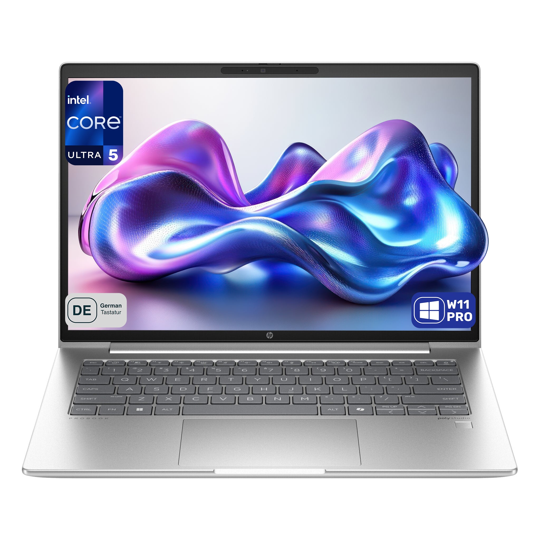 HP ProBook 440 G11 Business Laptop,  Core Ultra 5 125U, 14" WUXGA IPS (1920x1200) 400 Nits,  Wi-Fi 6E, Fingerprint, Deutsches Tastatur-Layout, Windows 11 Pro, Silber