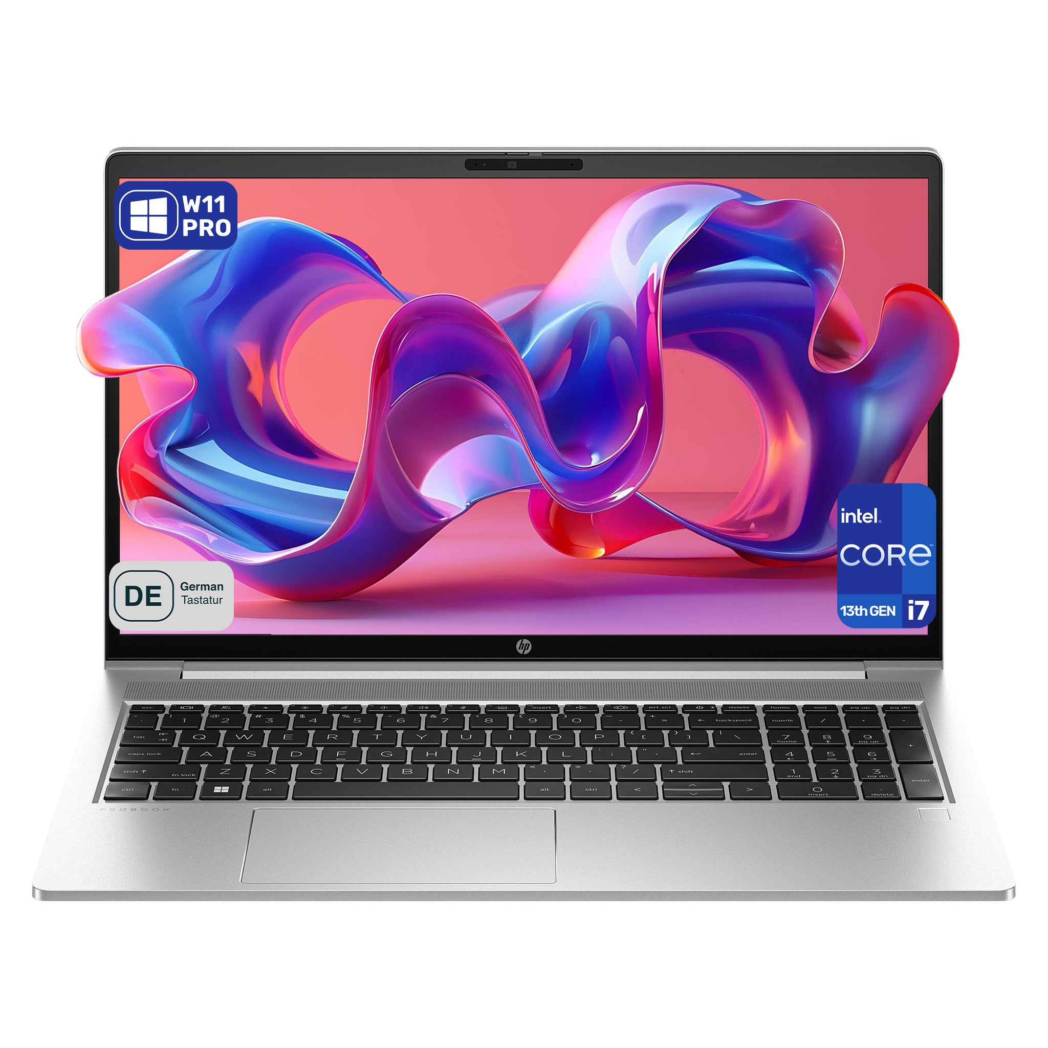 HP ProBook 450 G10 Business Laptop, Core i7-1355U, 15,6" WUXGA Display,  Grafik, Deutsches Tastatur-Layout, Wi-Fi 6, W11 Pro, Silber