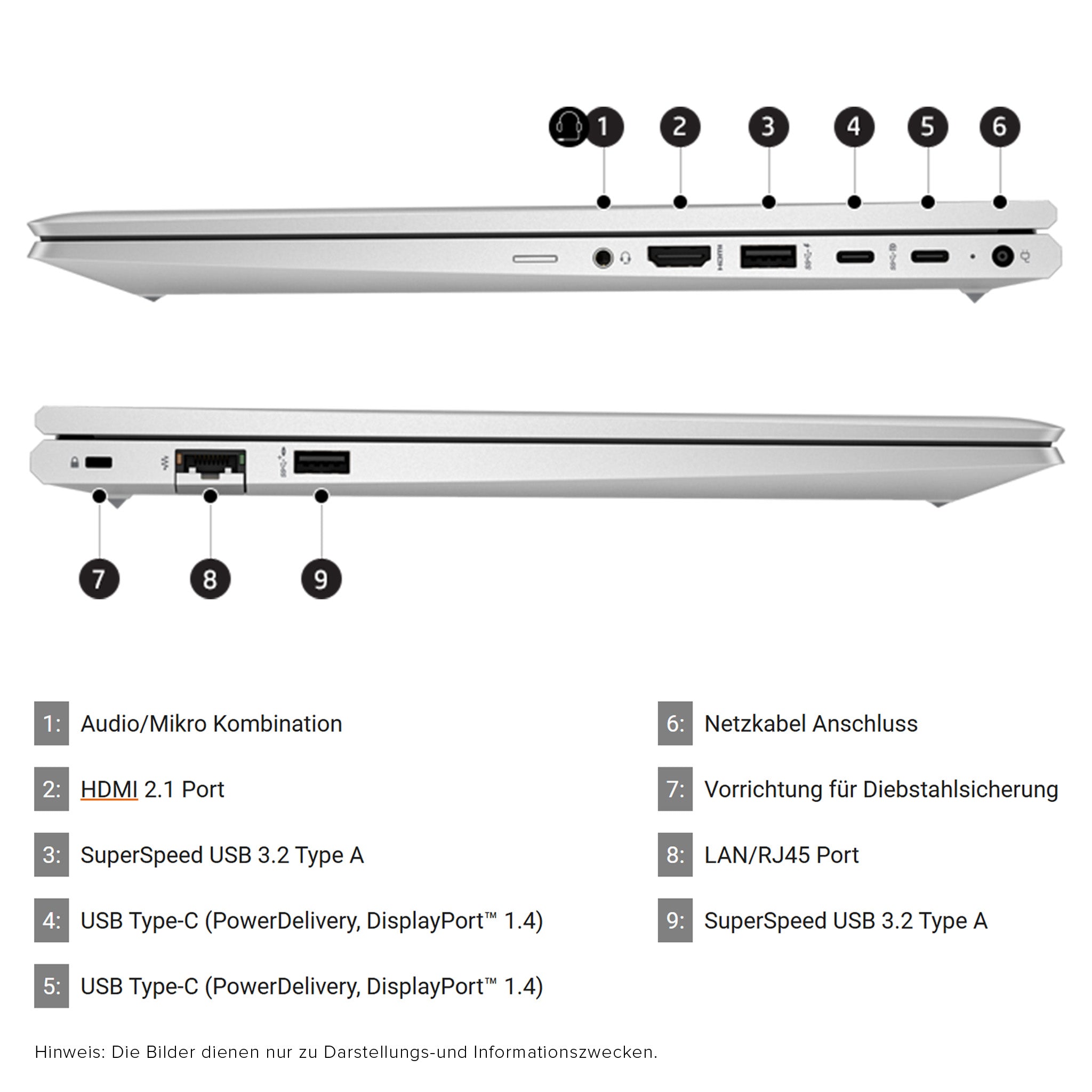 HP ProBook 450 G10 Business Laptop, Core i7-1355U, 15,6" WUXGA Display, Deutsches Tastatur-Layout, Wi-Fi 6, W11 Pro, Silber