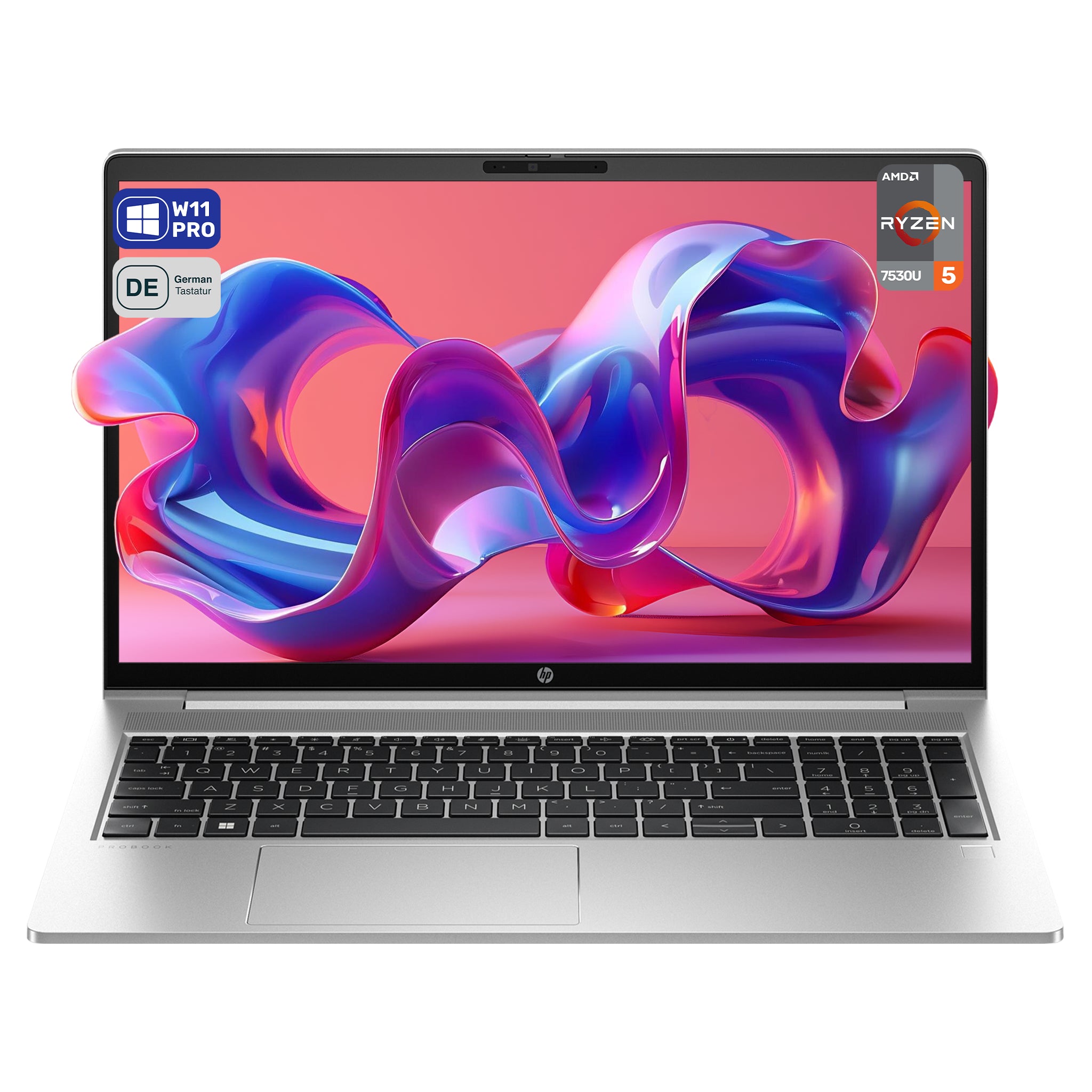 HP ProBook 455 G10 Business Laptop, Ryzen 5-7530U, 15.6" FHD (1920x1080), QWERTZ Tastatur, Windows 11 Pro