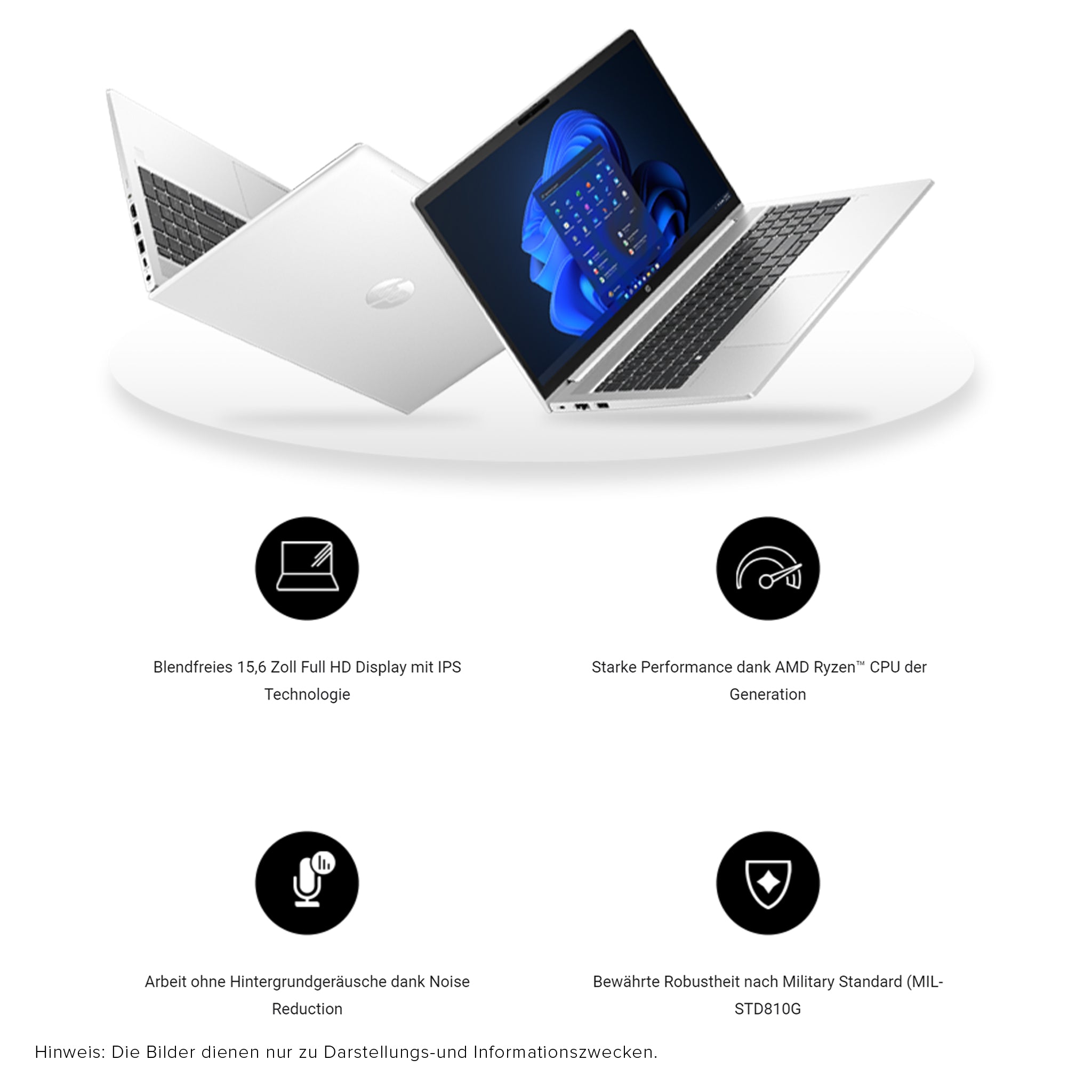 HP ProBook 455 G10 Business Laptop, Ryzen 5-7530U, 15.6" FHD (1920x1080), QWERTZ Tastatur, Windows 11 Pro