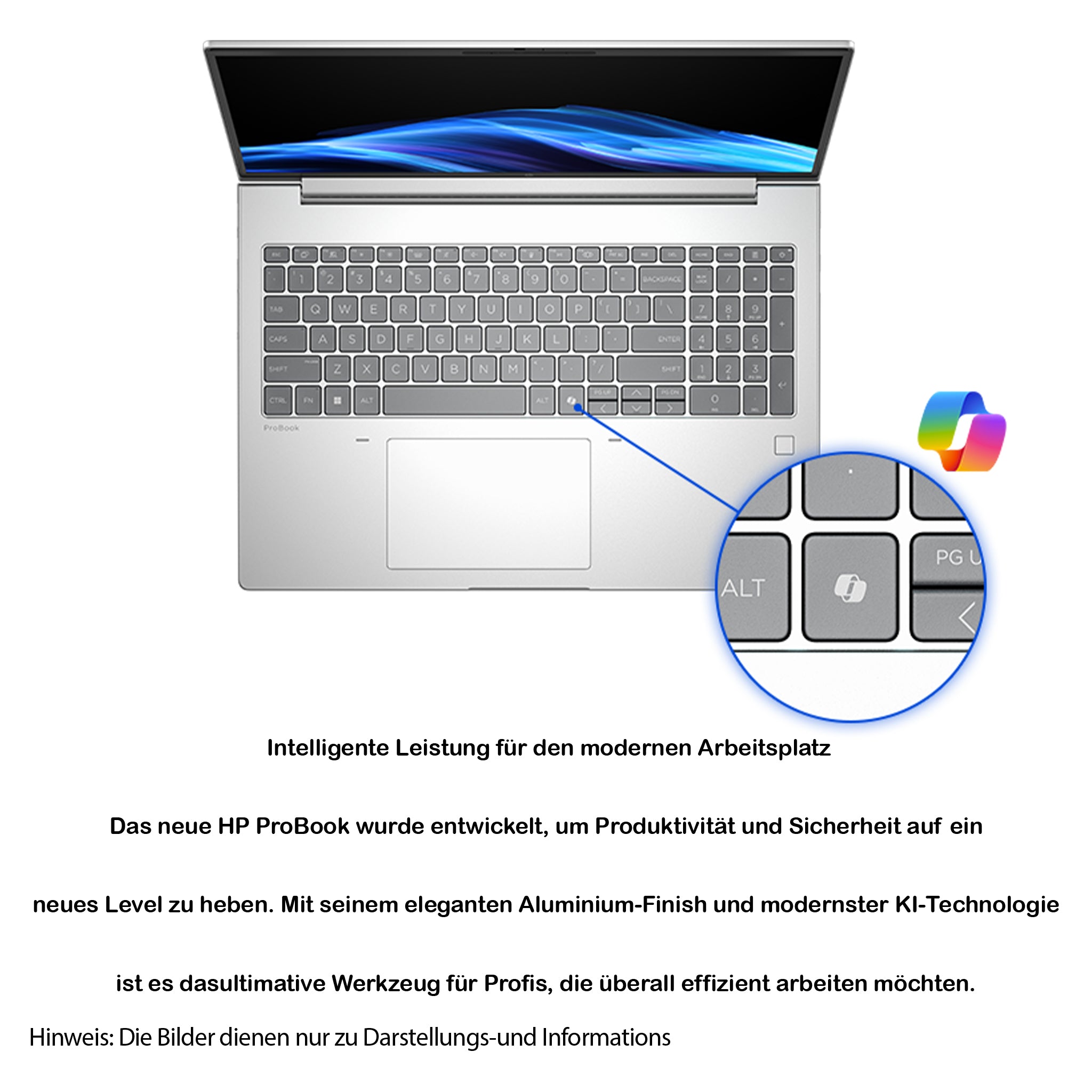 HP ProBook 4 G1a AI PC Business Laptop, Ryzen 5 230, 16" WUXGA Display, Radeon 760M,  Deutsches Tastatur-Layout, W11 Pro, Silber