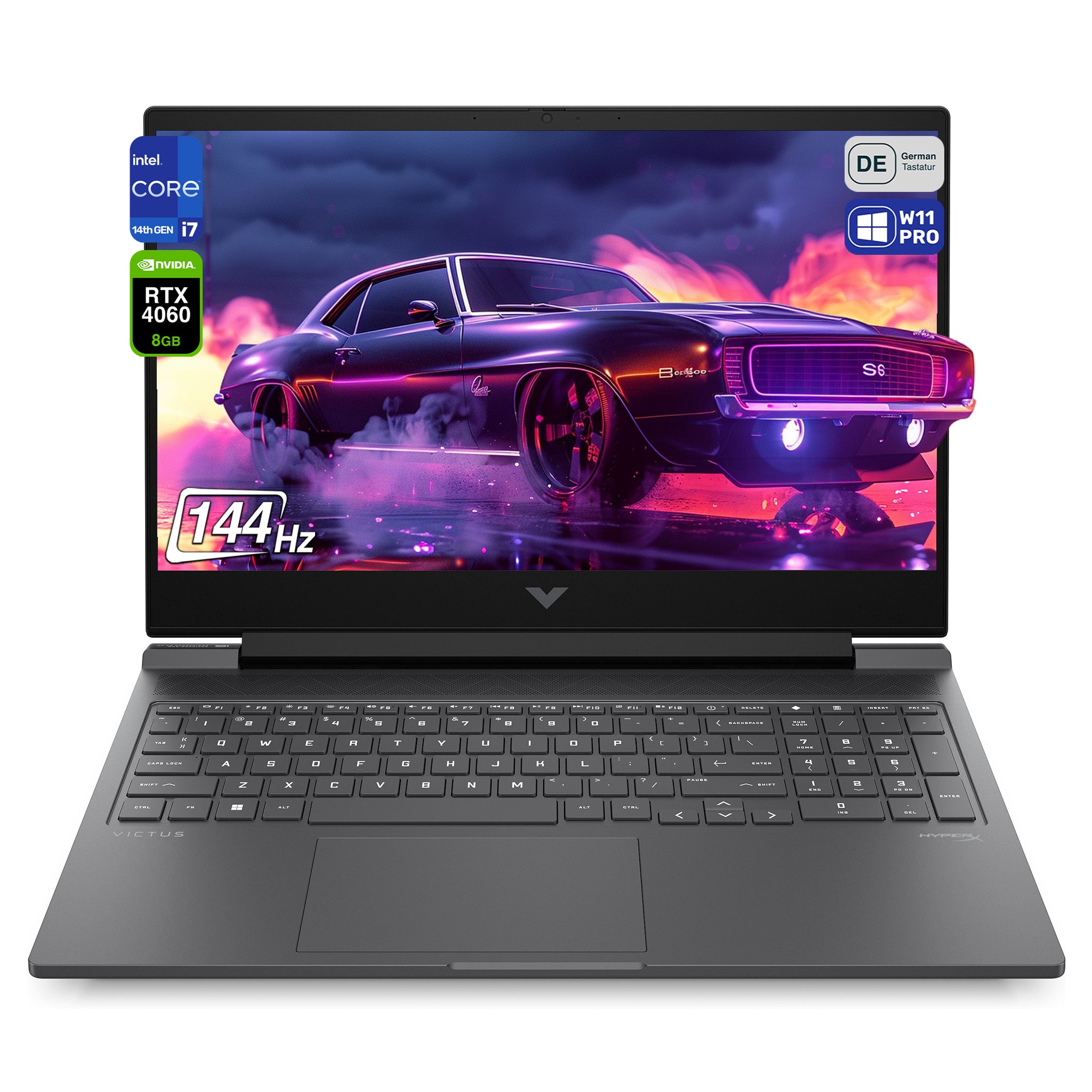 HP Victus 16 Gaming Laptop, i7-14650HX, 16.1" FHD 144Hz, RTX4060, QWERTZ Tastatur, W11 Pro