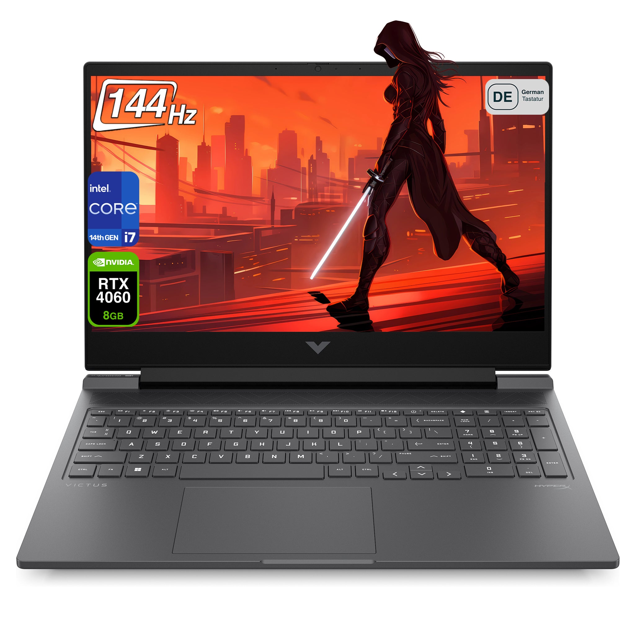 HP Victus 16 Gaming Laptop, i7-14650HX, 16.1" FHD 144Hz, RTX4060, QWERTZ Tastatur, W11 Pro