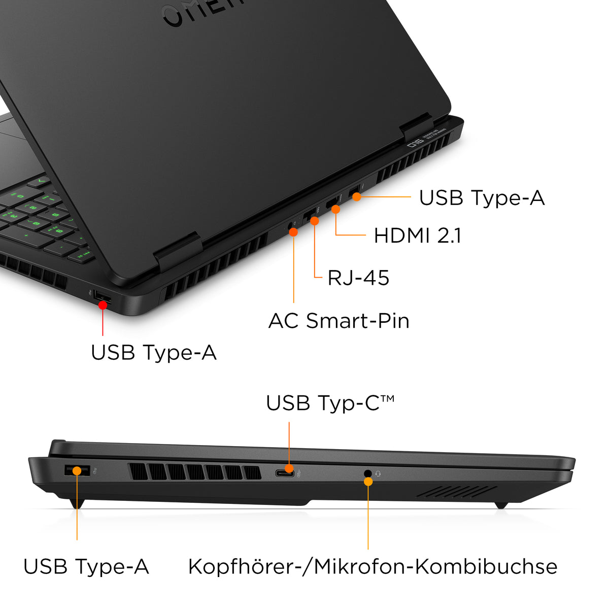 HP OMEN Gaming 16, Intel Core Ultra 7 255H, 16" 2K (1920 x 1200) 165Hz, NVIDIA GeForce RTX 5070, Deutsches Tastatur, Windows 11 Home, Shadow Black