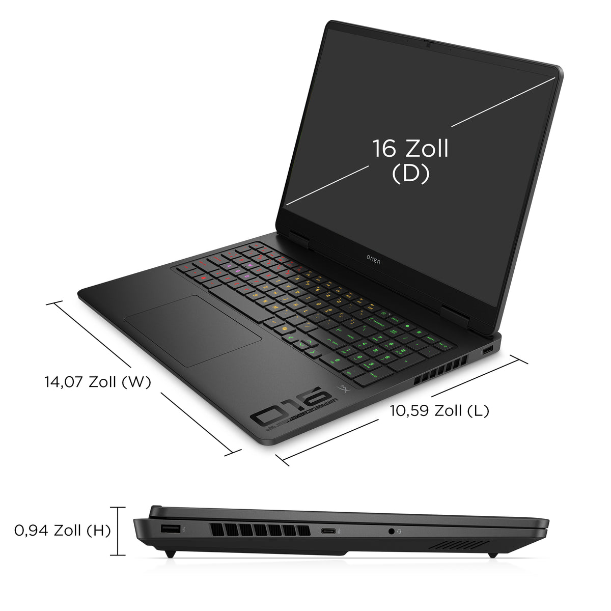 HP OMEN Gaming 16, Intel Core Ultra 7 255H, 16" 2K (1920 x 1200) 165Hz, NVIDIA GeForce RTX 5070, Deutsches Tastatur, Windows 11 Home, Shadow Black